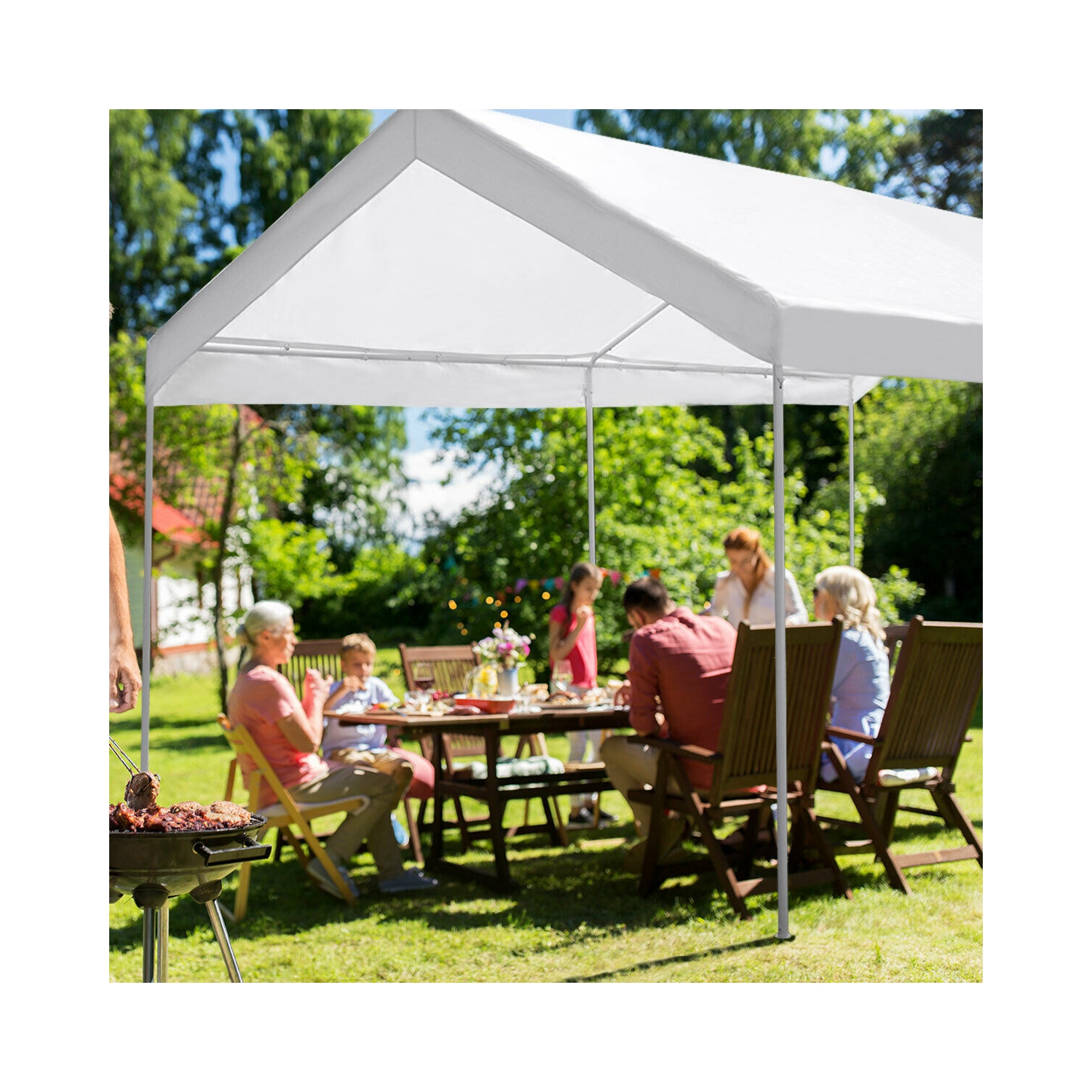 Gymax Steel Frame Party Tent Canopy Shelter Portable Car Carport Garage Cover