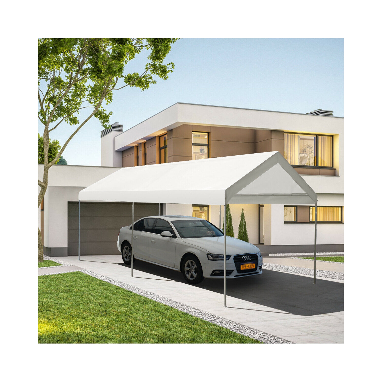 Gymax Steel Frame Party Tent Canopy Shelter Portable Car Carport Garage Cover