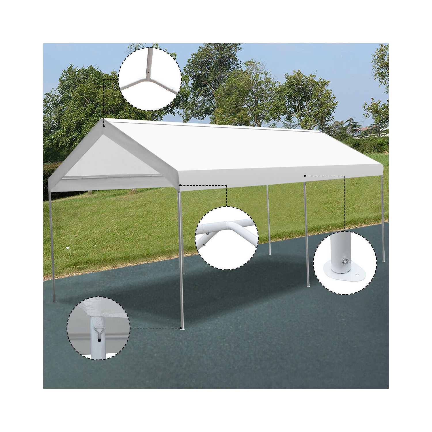 Gymax Steel Frame Party Tent Canopy Shelter Portable Car Carport Garage Cover