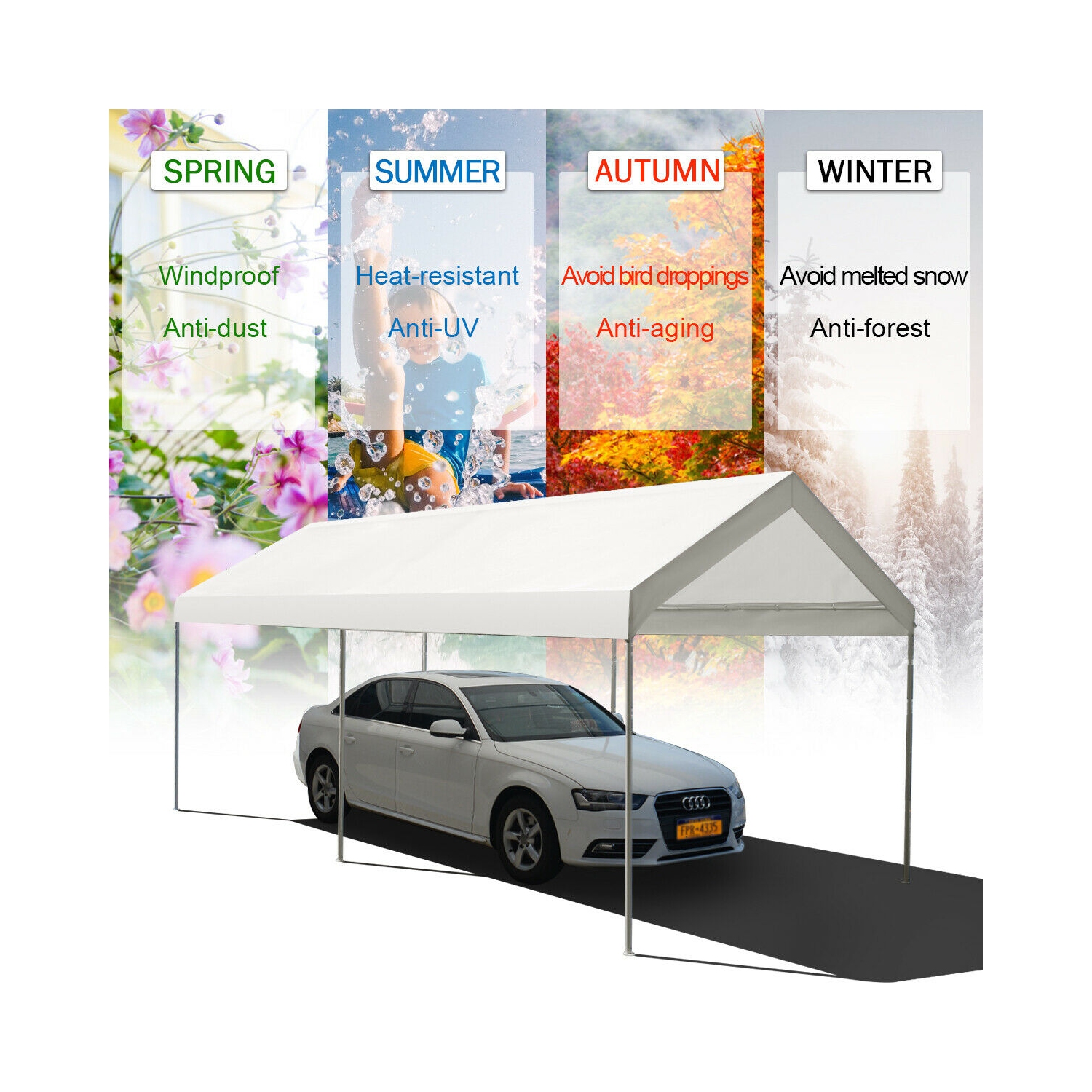 Gymax Steel Frame Party Tent Canopy Shelter Portable Car Carport Garage Cover