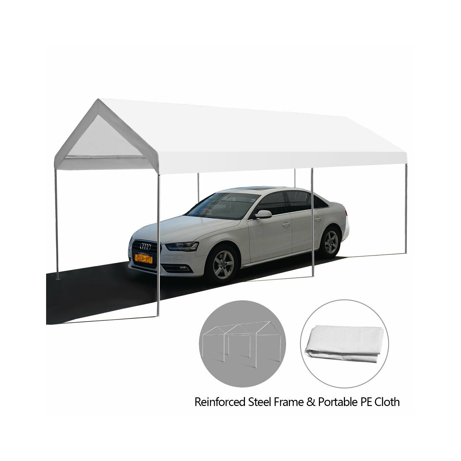 Gymax Steel Frame Party Tent Canopy Shelter Portable Car Carport Garage Cover