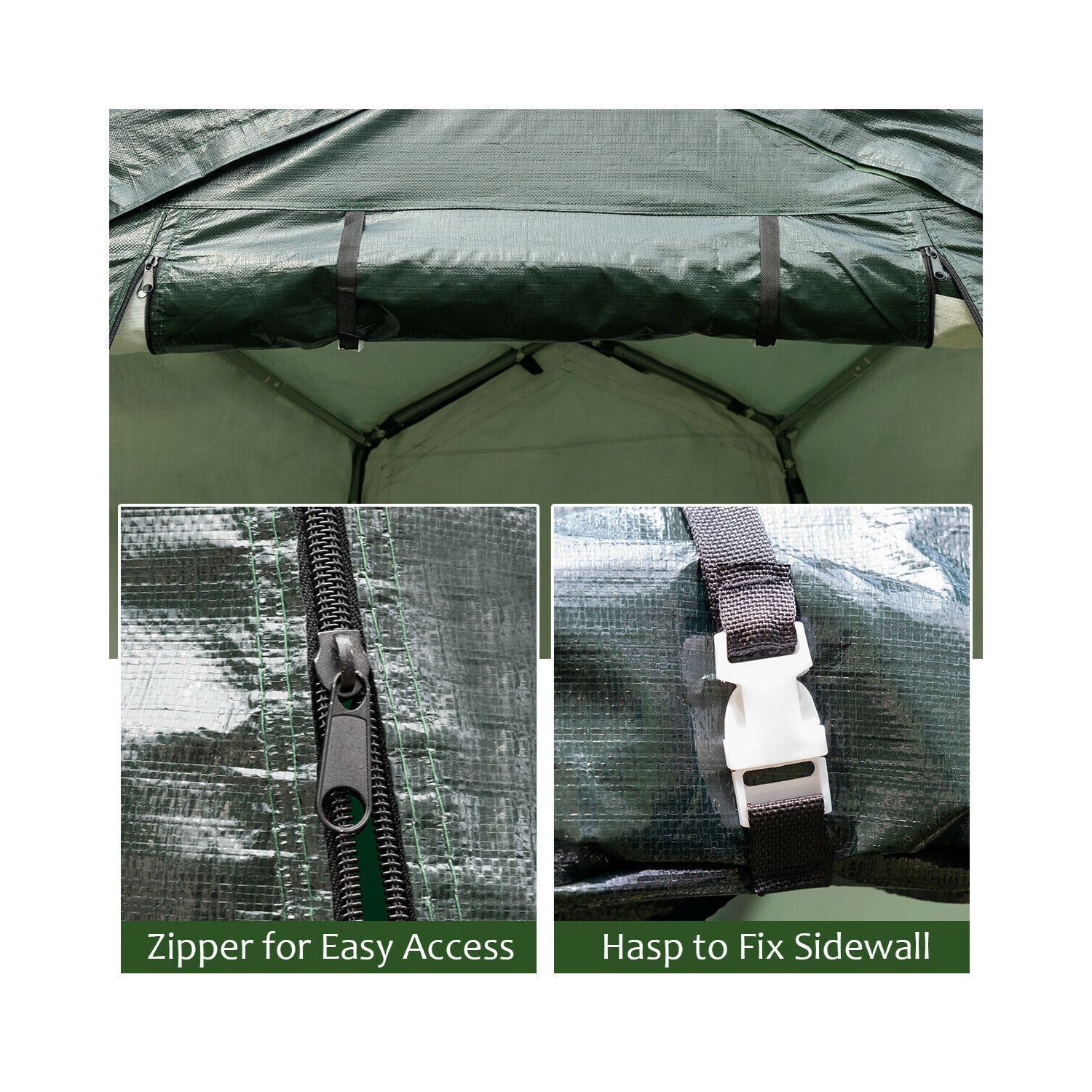 Gymax 7'x12' Patio Tent Carport Storage Shelter Shed Car Canopy Heavy Duty Green