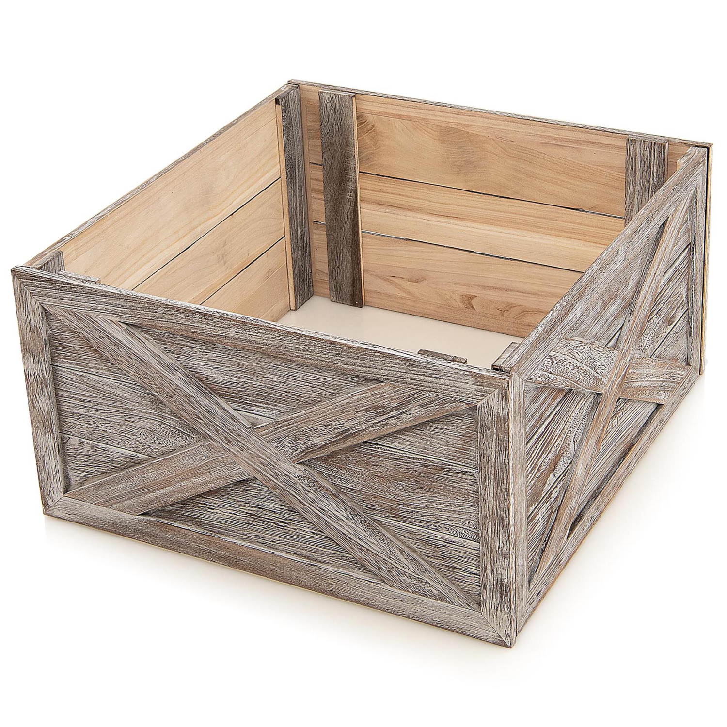 Gymax 37 x 27 inches Solid Wooden Christmas Tree Box w/ Hook & Loop Fasteners