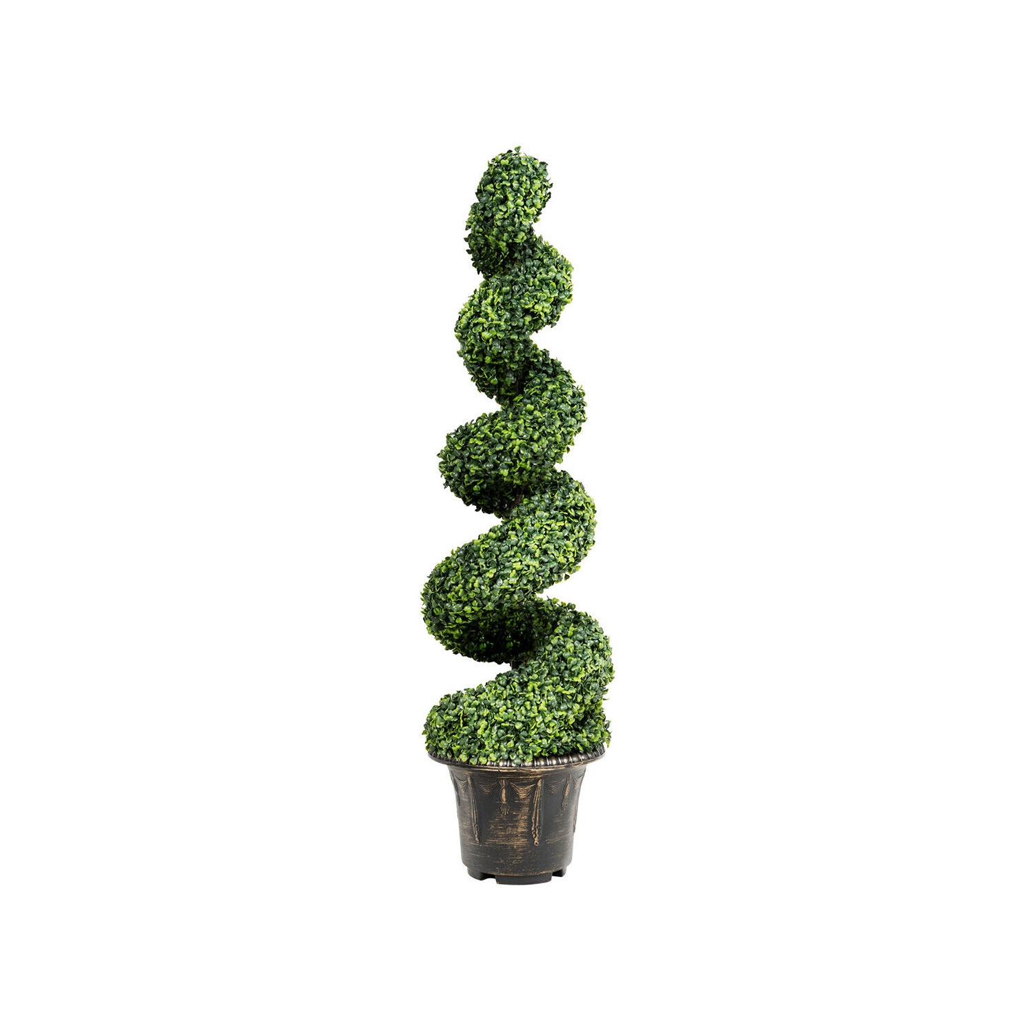 Gymax 4FT Artificial Boxwood Spiral Tree Faux Tree W/Realistic Leaves Indoor Outdoor