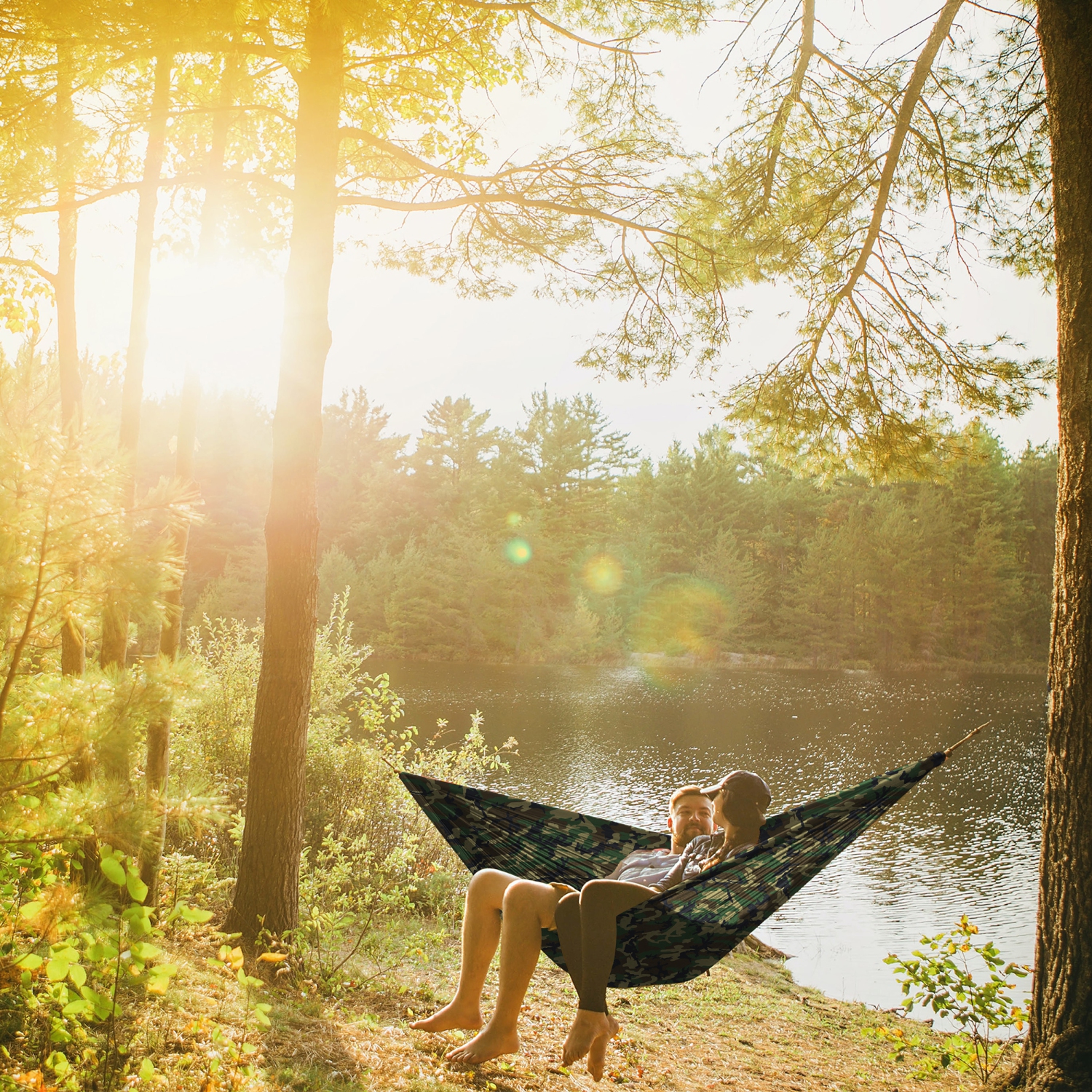 Hammock, Portable 2 Person Camping Hammock, Portable Hammock for Two with Carabiners and Pre-Attached Bag, Two Person Hammock Camping Fun, Great