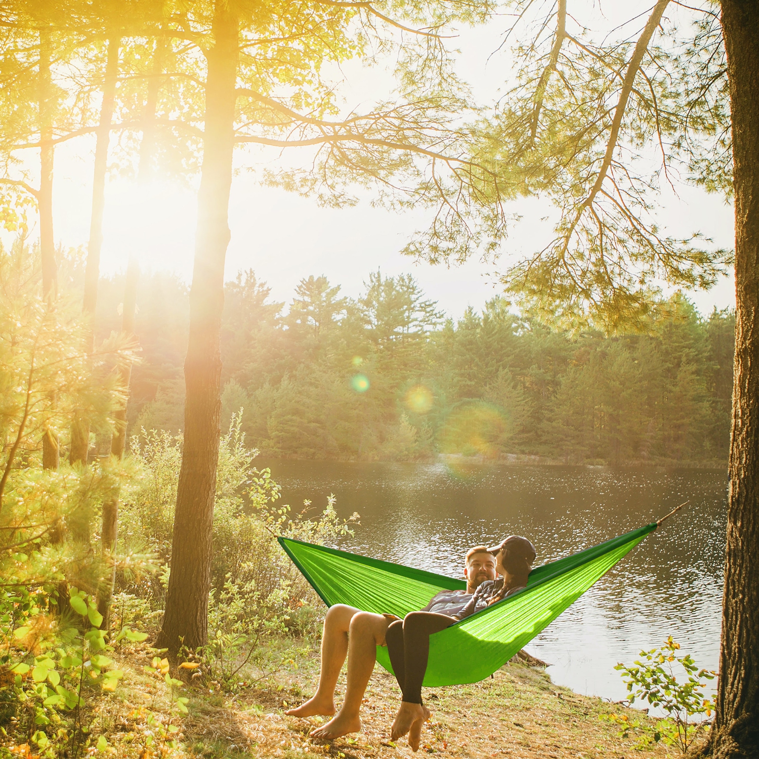 Hammock, Portable 2 Person Camping Hammock, Portable Hammock for Two with Carabiners and Pre-Attached Bag, Two Person Hammock Camping Fun, Great