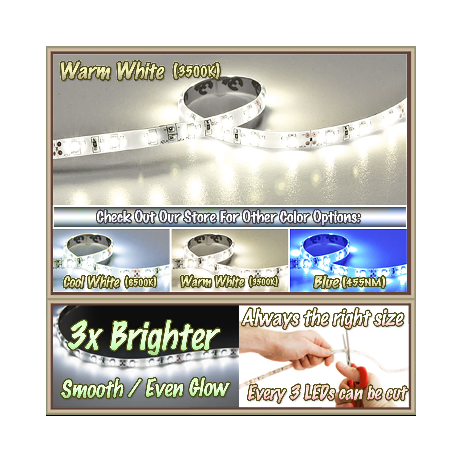 32.8' Feet Warm White 600 LEDs Light Remote Control Dimmer Kit SMD3528 110V Plug - LED Strip Lighting Reading Strip Night Lamp Bulb Accent Waterproof