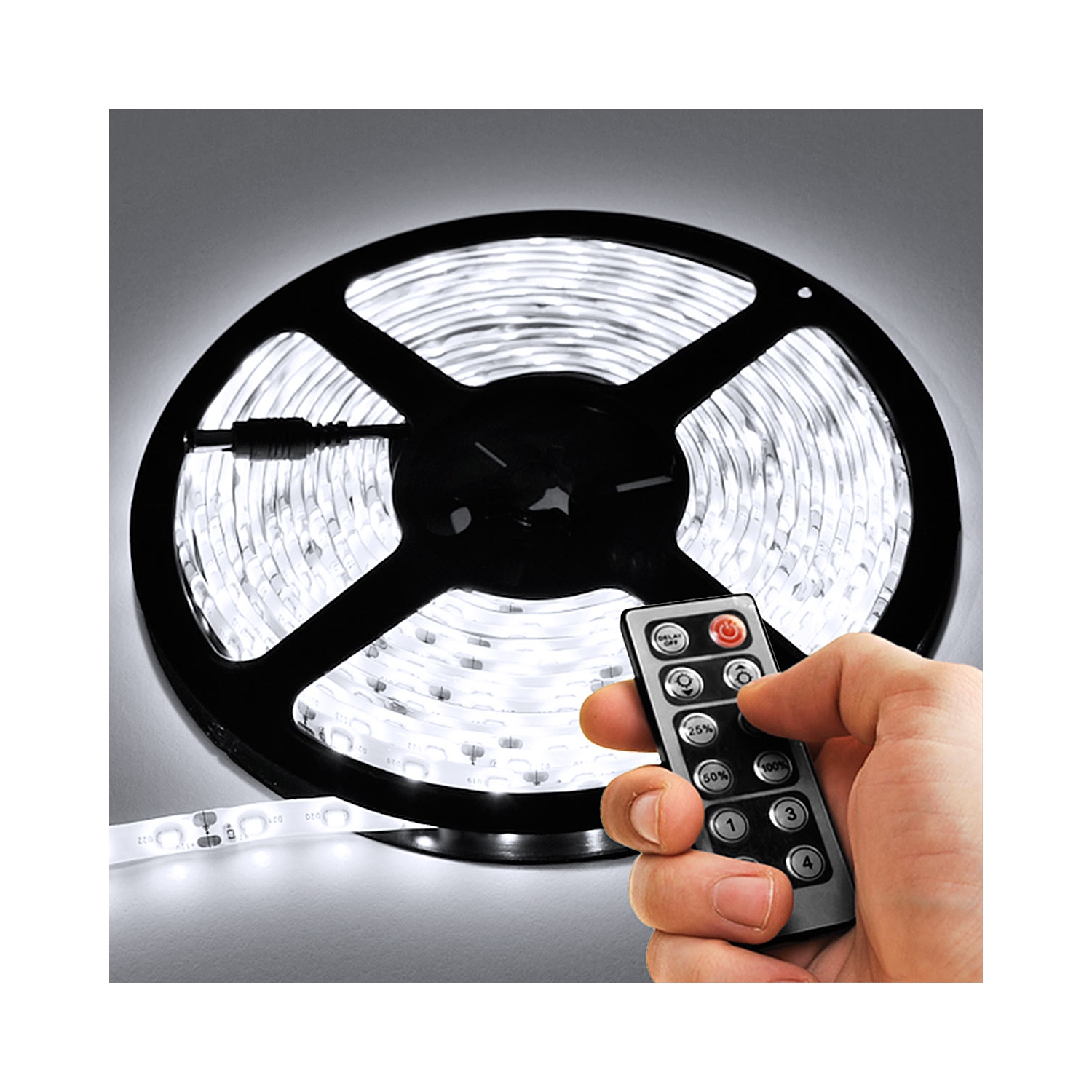 32.8' Feet Cool White 600 LEDs Light SMD3528 On/Off Switch Control Kit 110V Plug - LED Strip Lighting Reading Strip Night Lamp Bulb Accent Waterproof