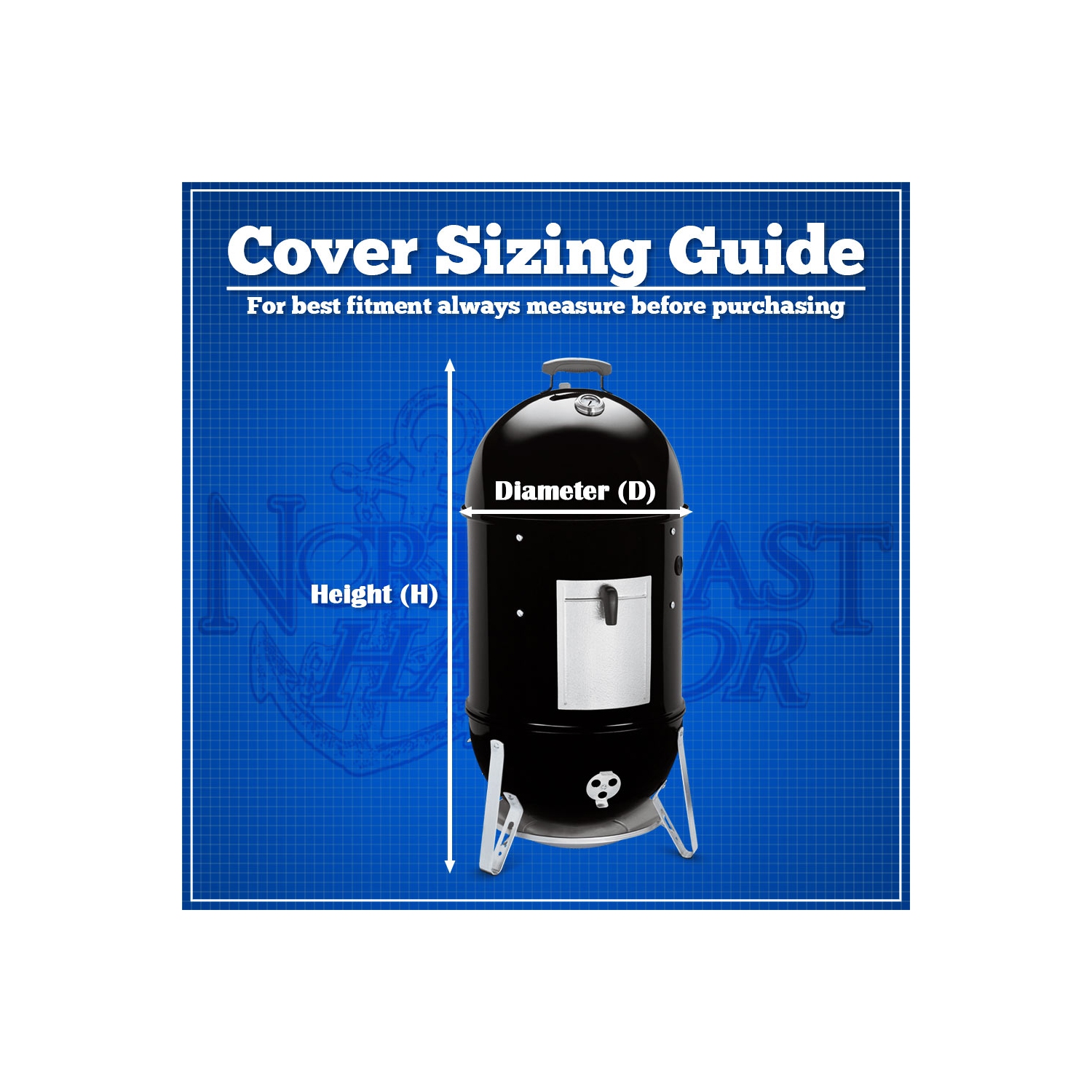 Housse de barbecue pour fumoir rond d’extérieur : électrique, propane, à granules ou pour fumoir au charbon de bois. Noir, 19 diam. X 39 haut.