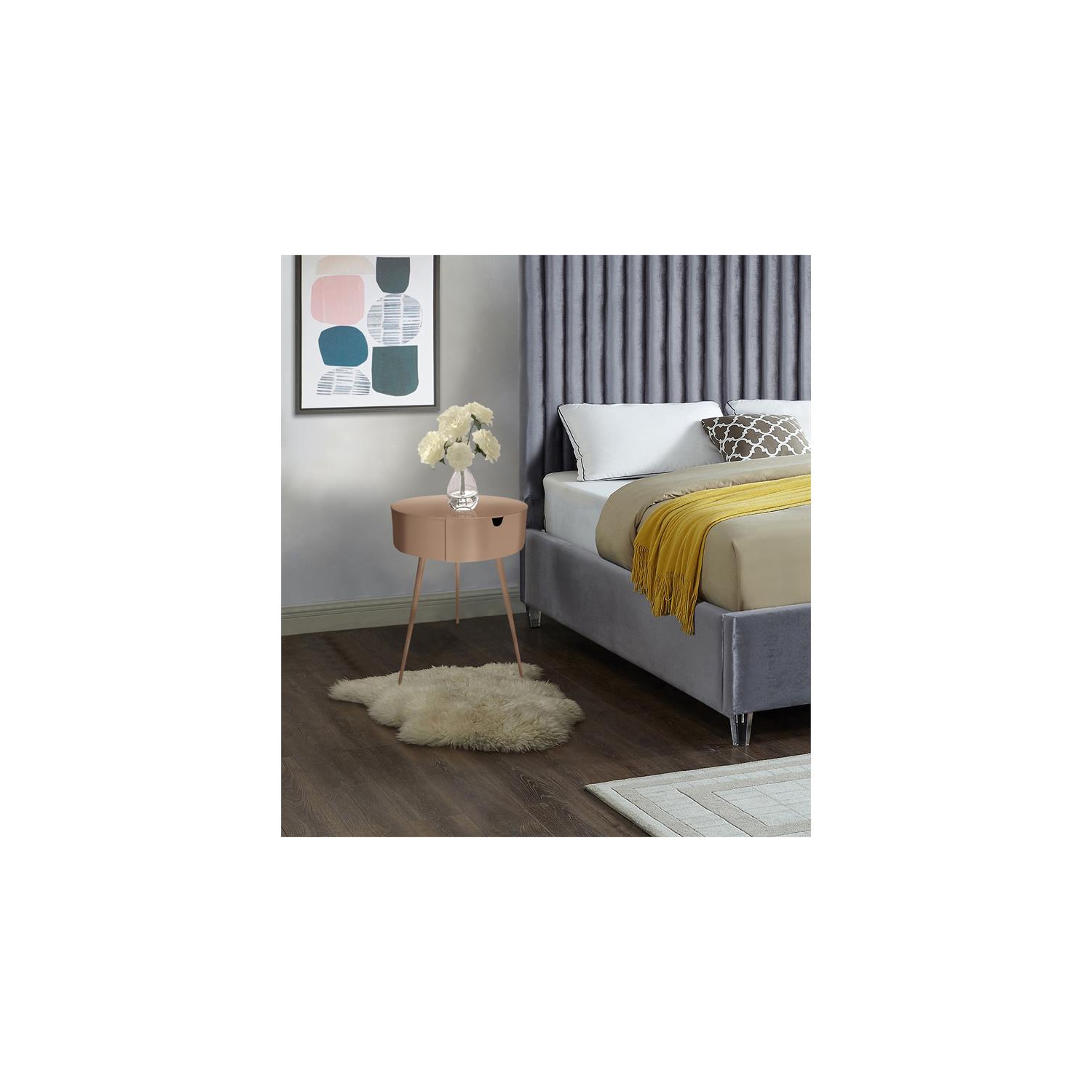 Meridian Furniture Bali Pink Metal Nightstand