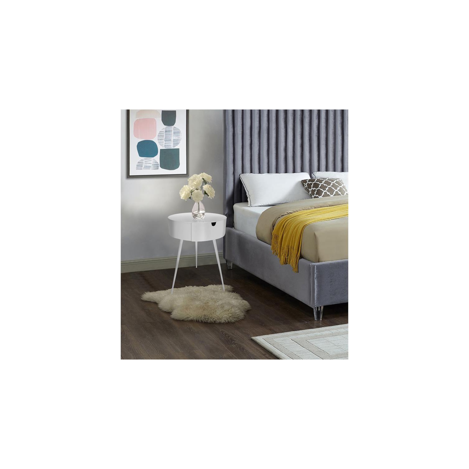 Meridian Furniture Bali White Metal Nightstand