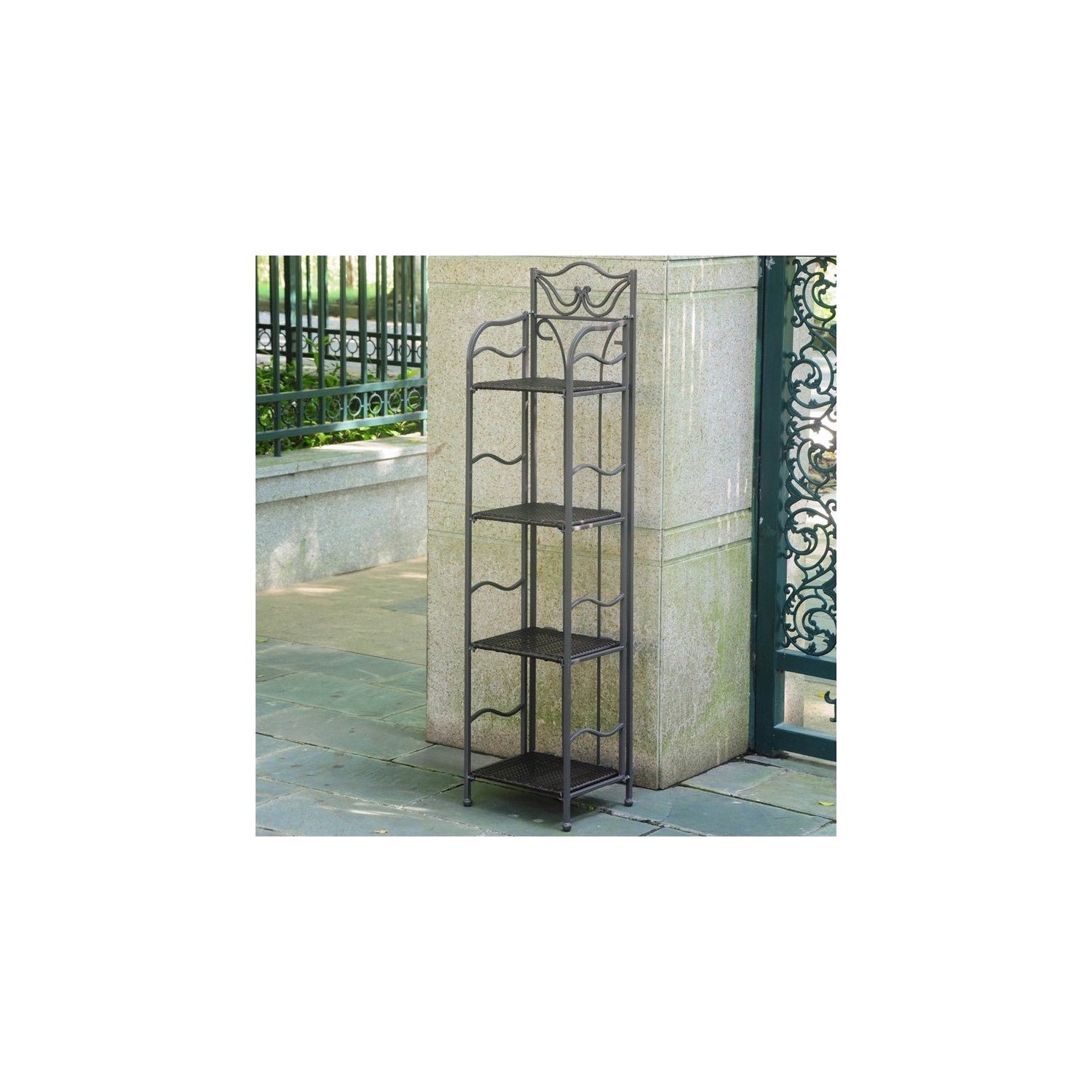 Pemberly Row 4 Tier 13" Bakers Rack in Chocolate