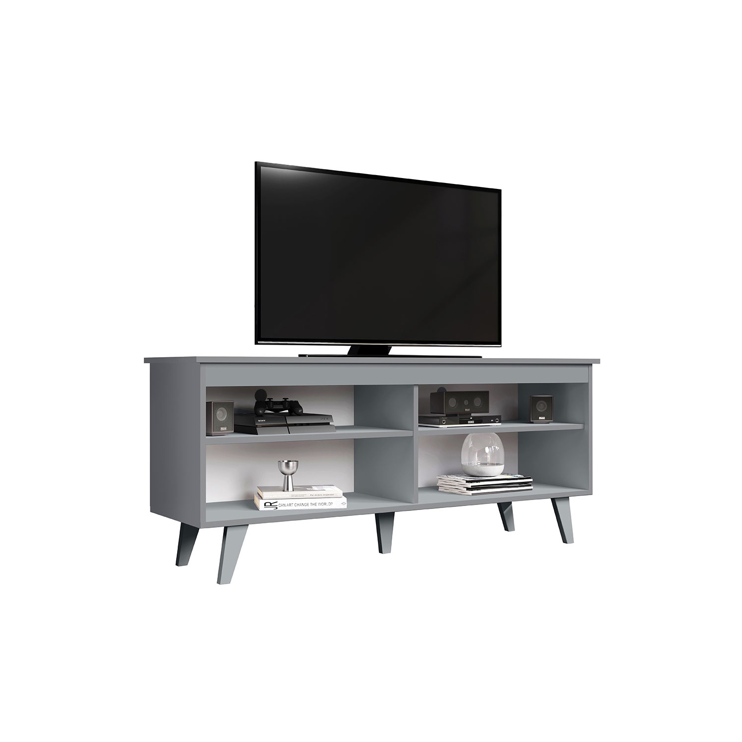 Madesa TV Stand Entertainment Center with 4 Shelves and Cable Management for 50, 55 Inch Media Storage Living Room and Bedroom Modern Wooden