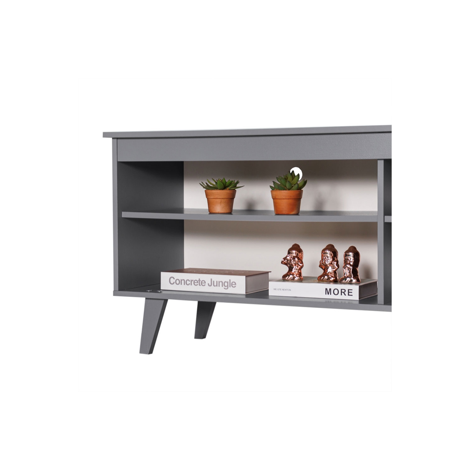 Madesa TV Stand Entertainment Center with 4 Shelves and Cable Management for 50, 55 Inch Media Storage Living Room and Bedroom Modern Wooden