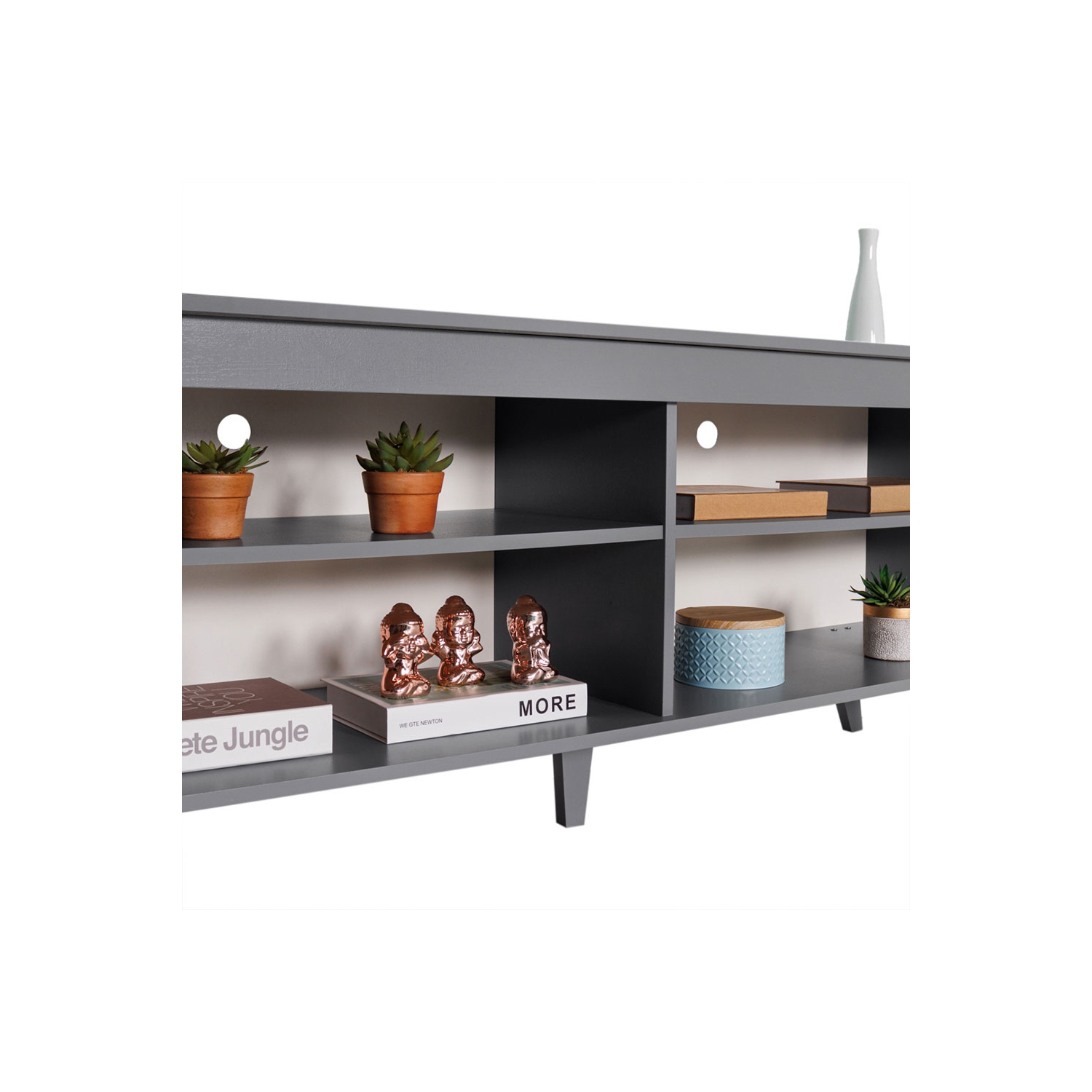 Madesa TV Stand Entertainment Center with 4 Shelves and Cable Management for 50, 55 Inch Media Storage Living Room and Bedroom Modern Wooden