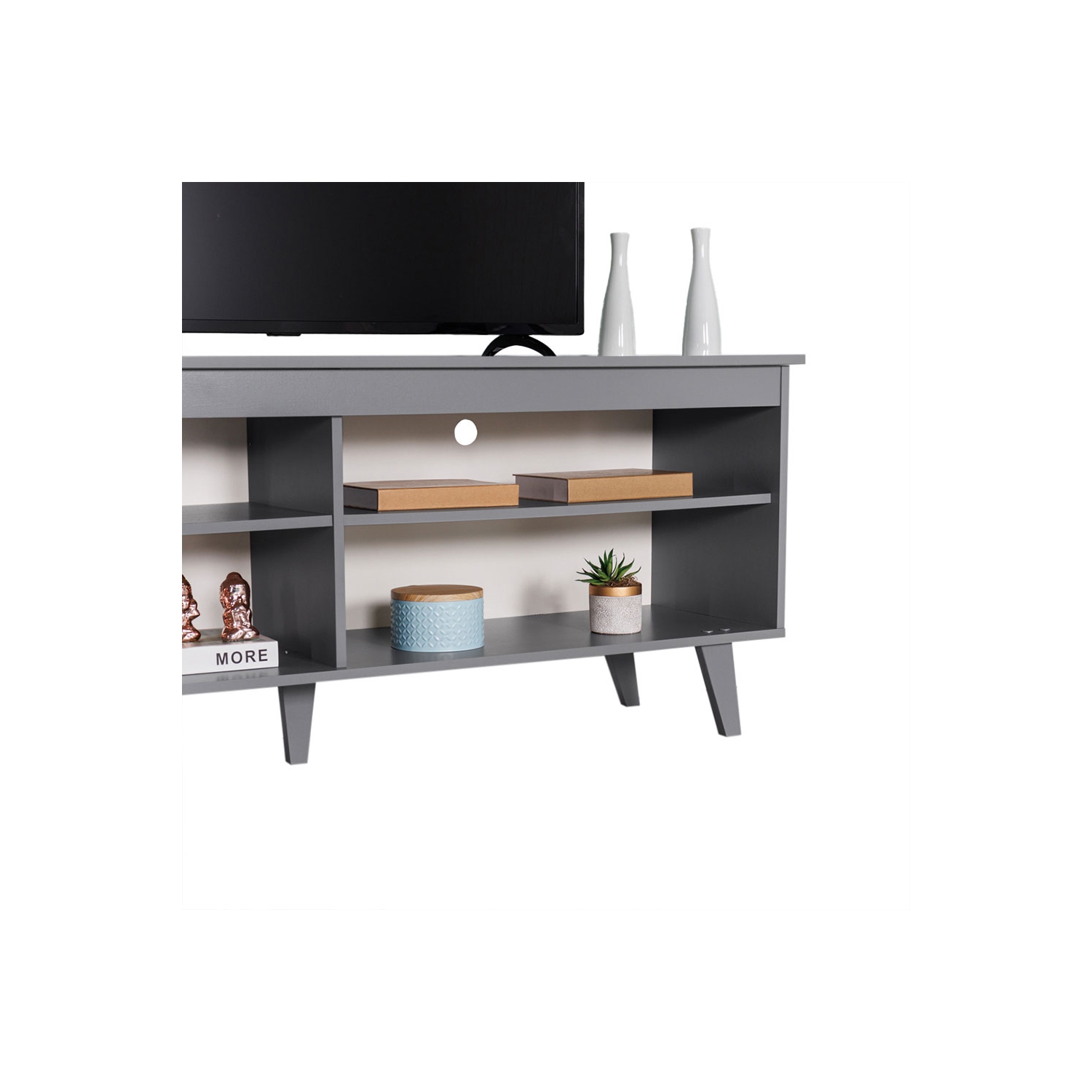 Madesa TV Stand Entertainment Center with 4 Shelves and Cable Management for 50, 55 Inch Media Storage Living Room and Bedroom Modern Wooden