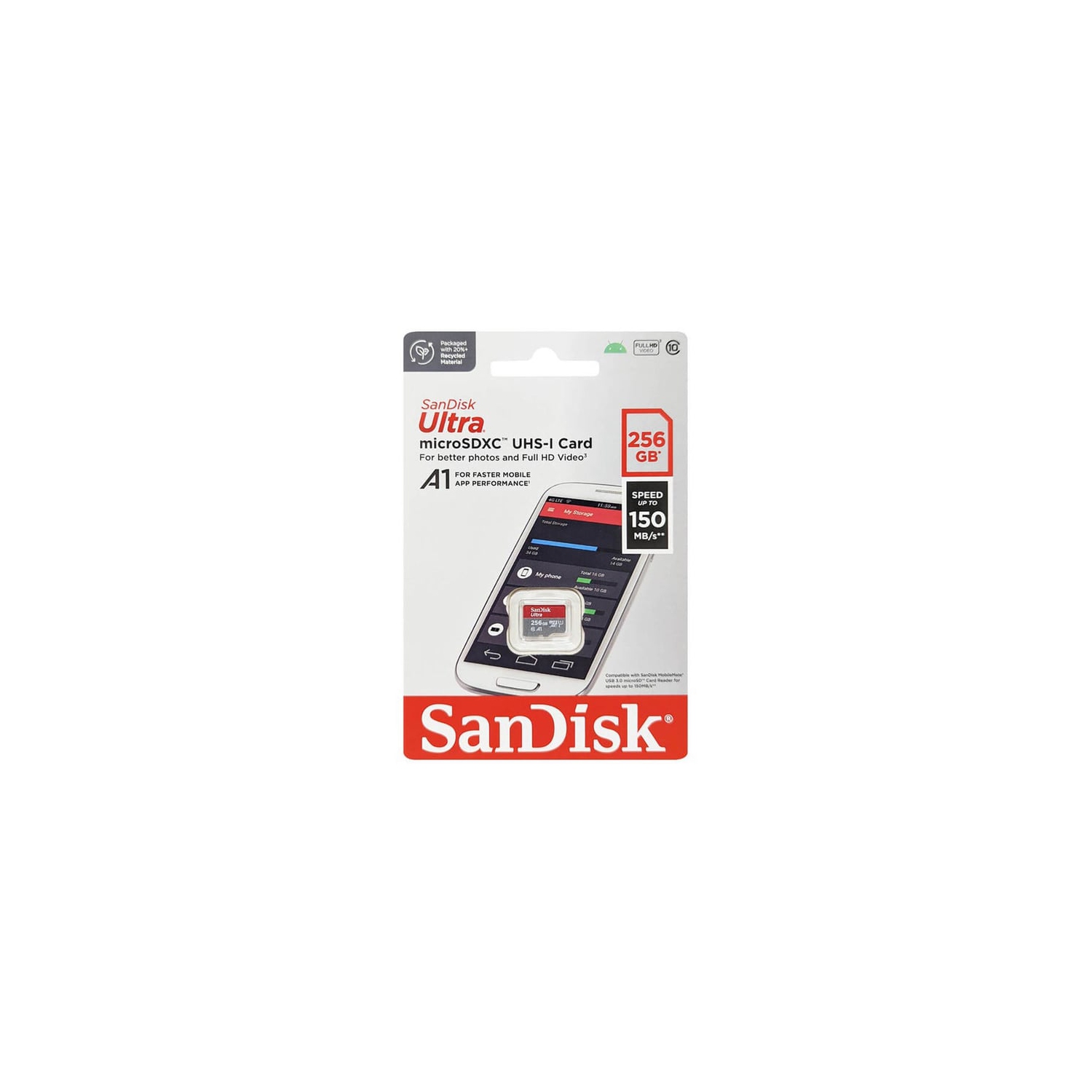 Carte mémoire microSDXC SanDisk Ultra 256 Go Carte micro SD 150 Mo/s SDSQUAC-256G