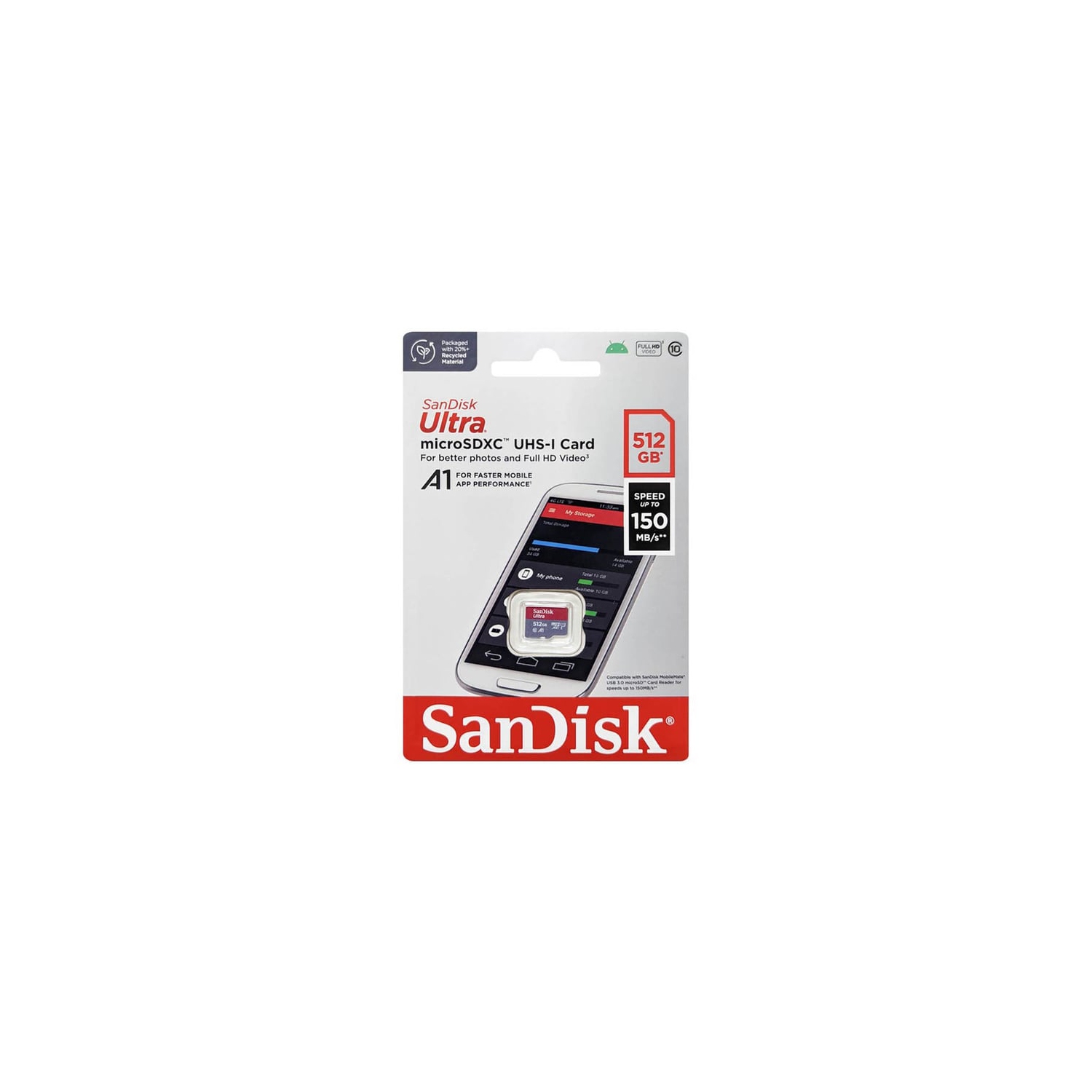 SanDisk Ultra 512GB microSDXC UHS-I Memory Card 150MB/s Micro SD Card SDSQUAC-512G