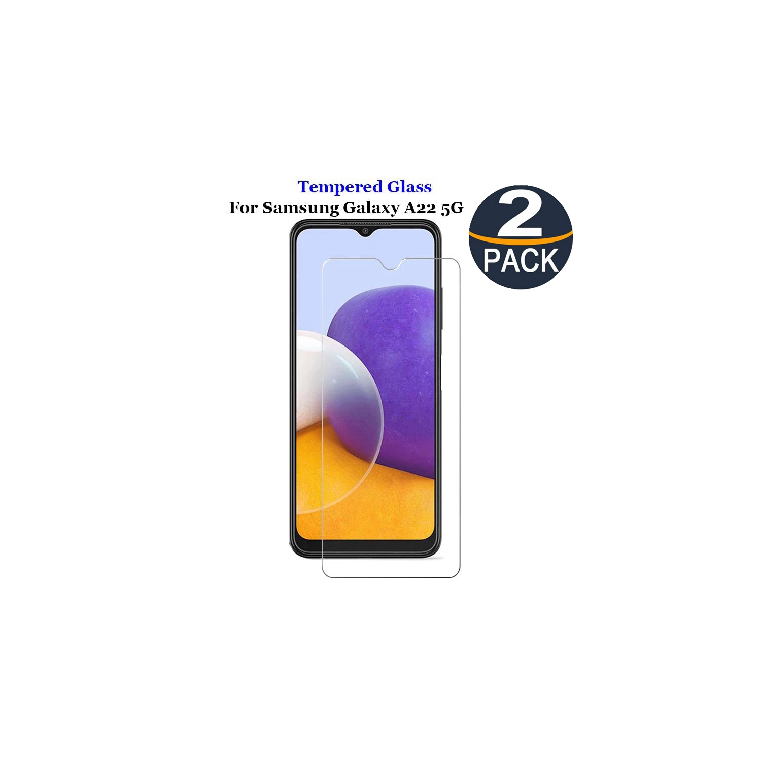 【2 Packs】 CSmart Premium Tempered Glass Screen Protector for Samsung Galaxy A22 5G (6.6"), Case Friendly & Bubble Free