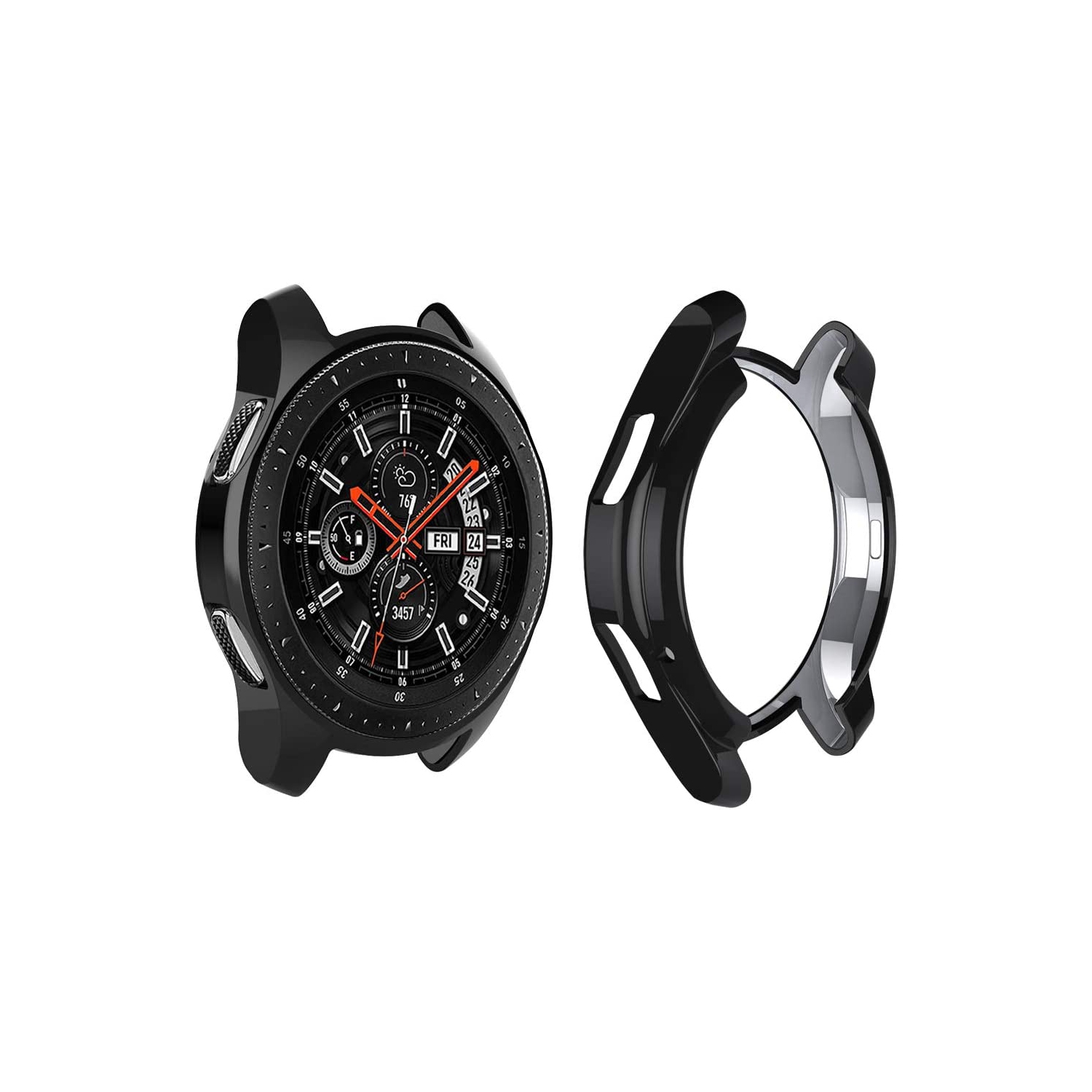 étui Housse de protection robuste avec protecteur d'écran en verre trempé pour Samsung Galaxy Watch 5, 44mm, noir