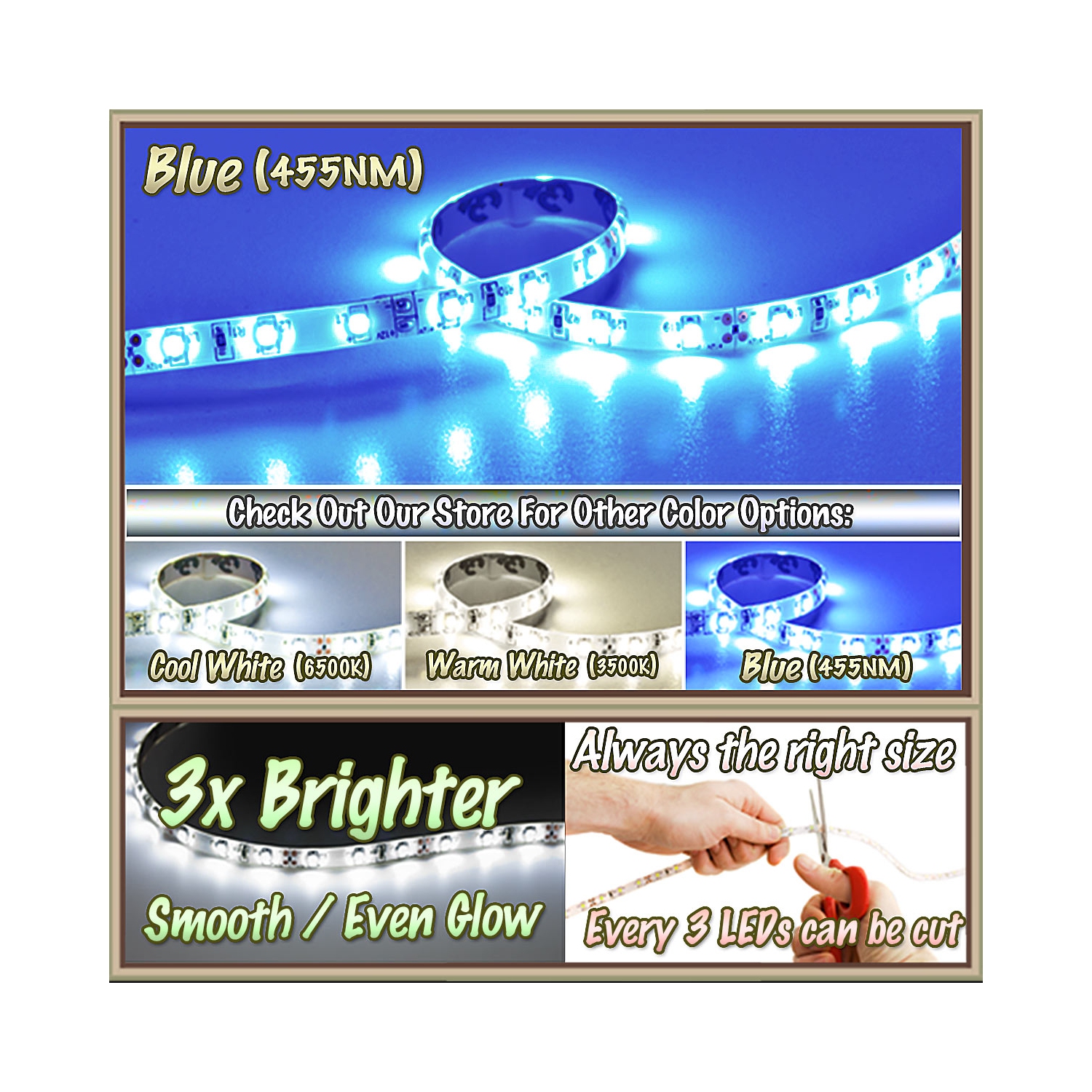 6' Feet Blue 114 LEDs Light Lighting Remote Control Dimmer Kit SMD3528 110V Plug - LED Strip Lighting Reading Strip Night Lamp Bulb Accent Waterproof