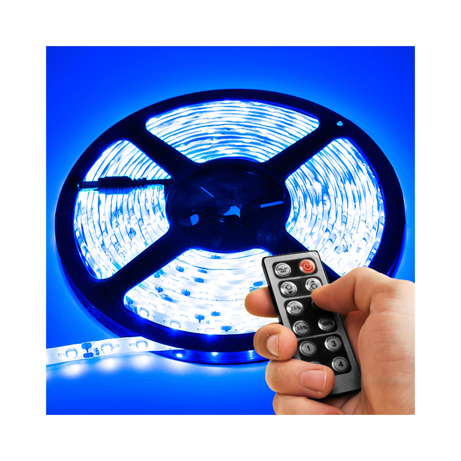 6' Feet Blue 114 LEDs Light Lighting Remote Control Dimmer Kit SMD3528 110V Plug - LED Strip Lighting Reading Strip Night Lamp Bulb Accent Waterproof