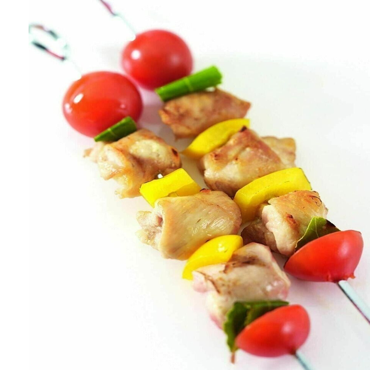 6pcs Stainless Steel BBQ Grilling Skewers Reusable Skewer Sticks for BBQ, Cocktail, Shish Kabob, Party Essentials,21cm