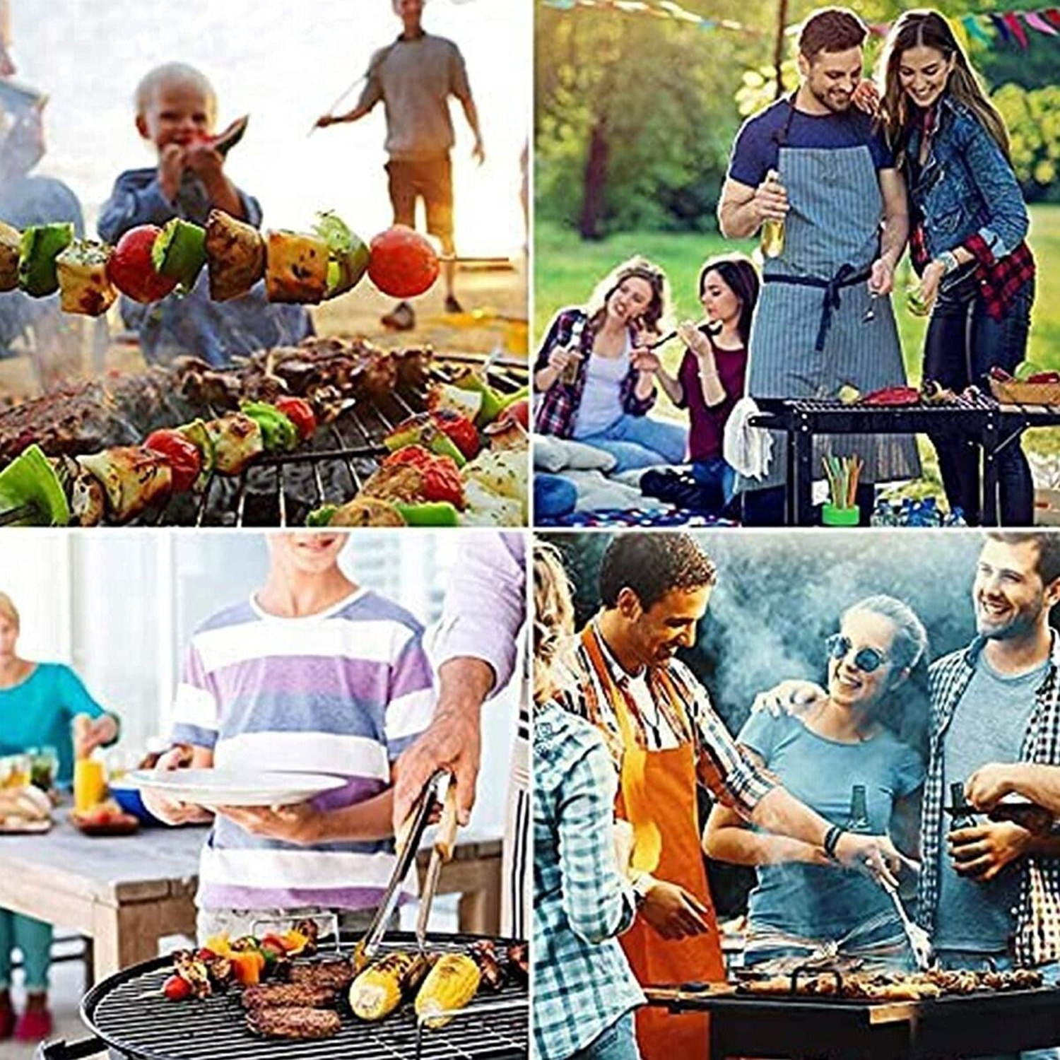 6pcs Stainless Steel BBQ Grilling Skewers Reusable Skewer Sticks for BBQ, Cocktail, Shish Kabob, Party Essentials,21cm