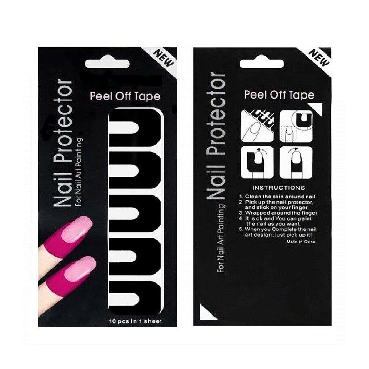 ISTAR 10pcs U-shape Nail Protector Stickers Portable Spill-resistant Peel Off Tape Painting Finger Nail Form Cover Guide Sticker