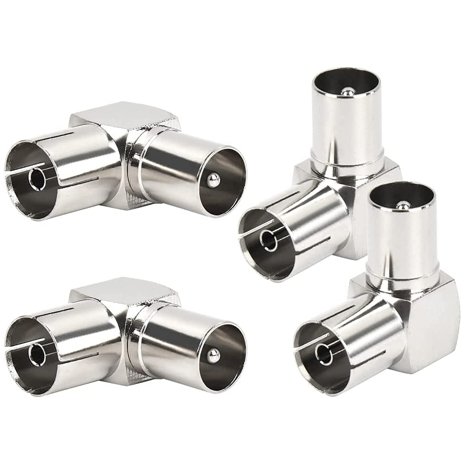 90 Degree Right Angled TV Cable Connector Male Coax Aerial Antenna Plug to Female Socket