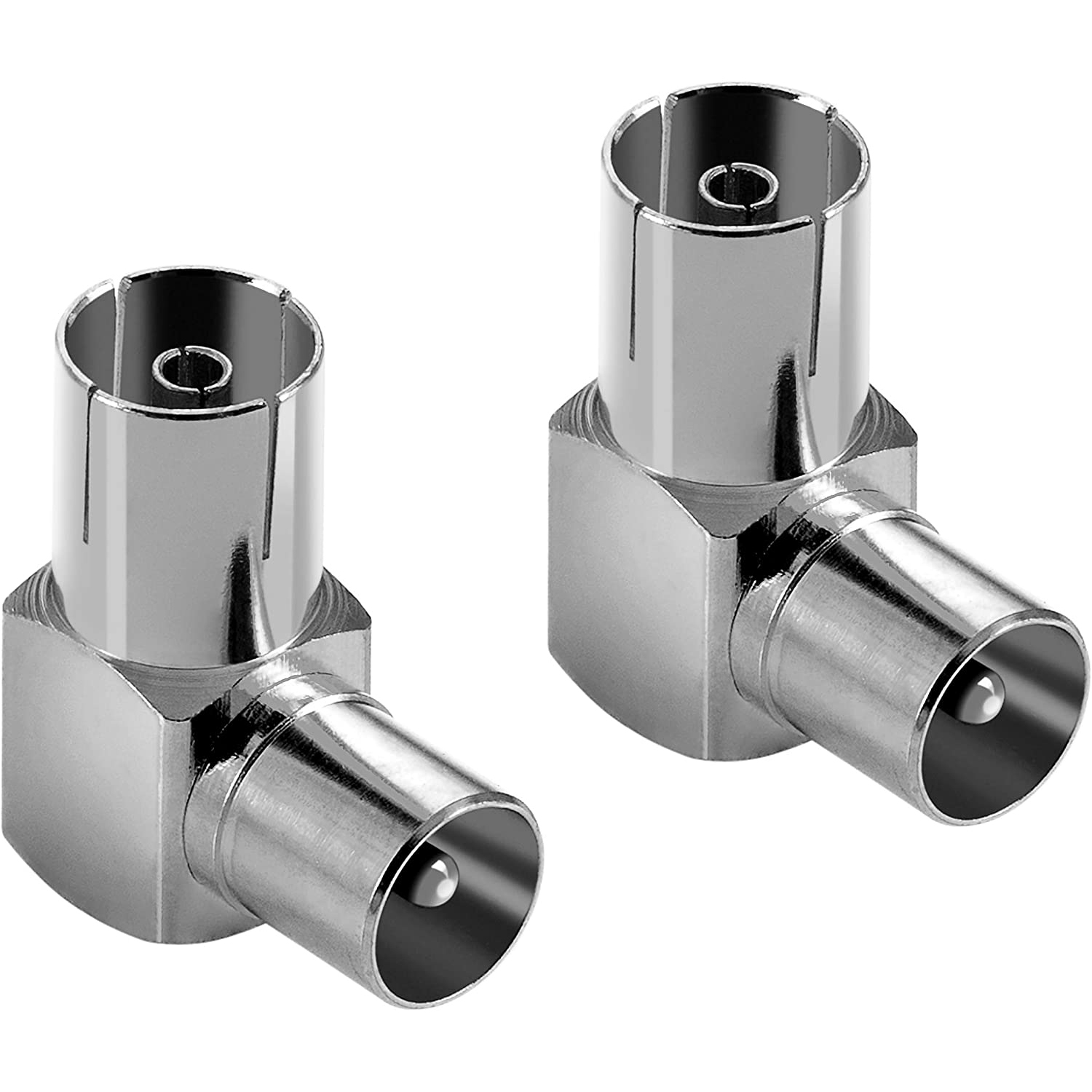 90 Degree Right Angled TV Cable Connector Male Coax Aerial Antenna Plug to Female Socket