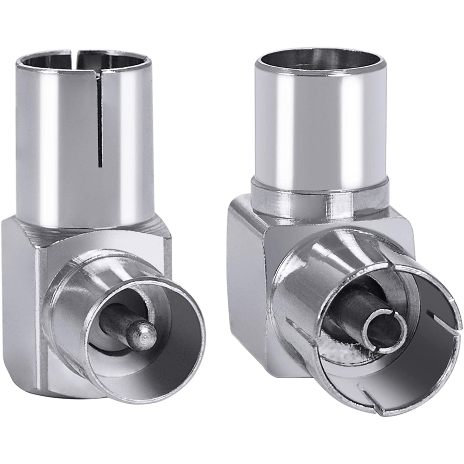 90 Degree Right Angled TV Cable Connector Male Coax Aerial Antenna Plug to Female Socket