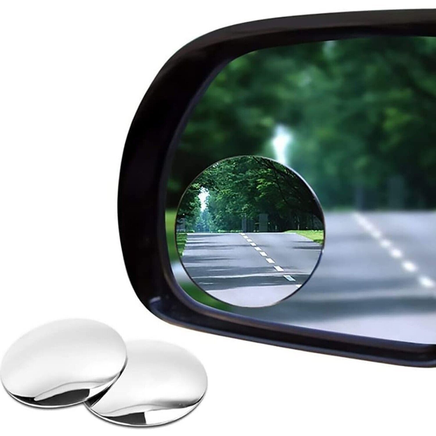 2pcs Car 360 Degree Wide Angle Convex Mirror Small Round Side Blind Spot Rear View Parking Mirror Frameless Blind Spot Mirror