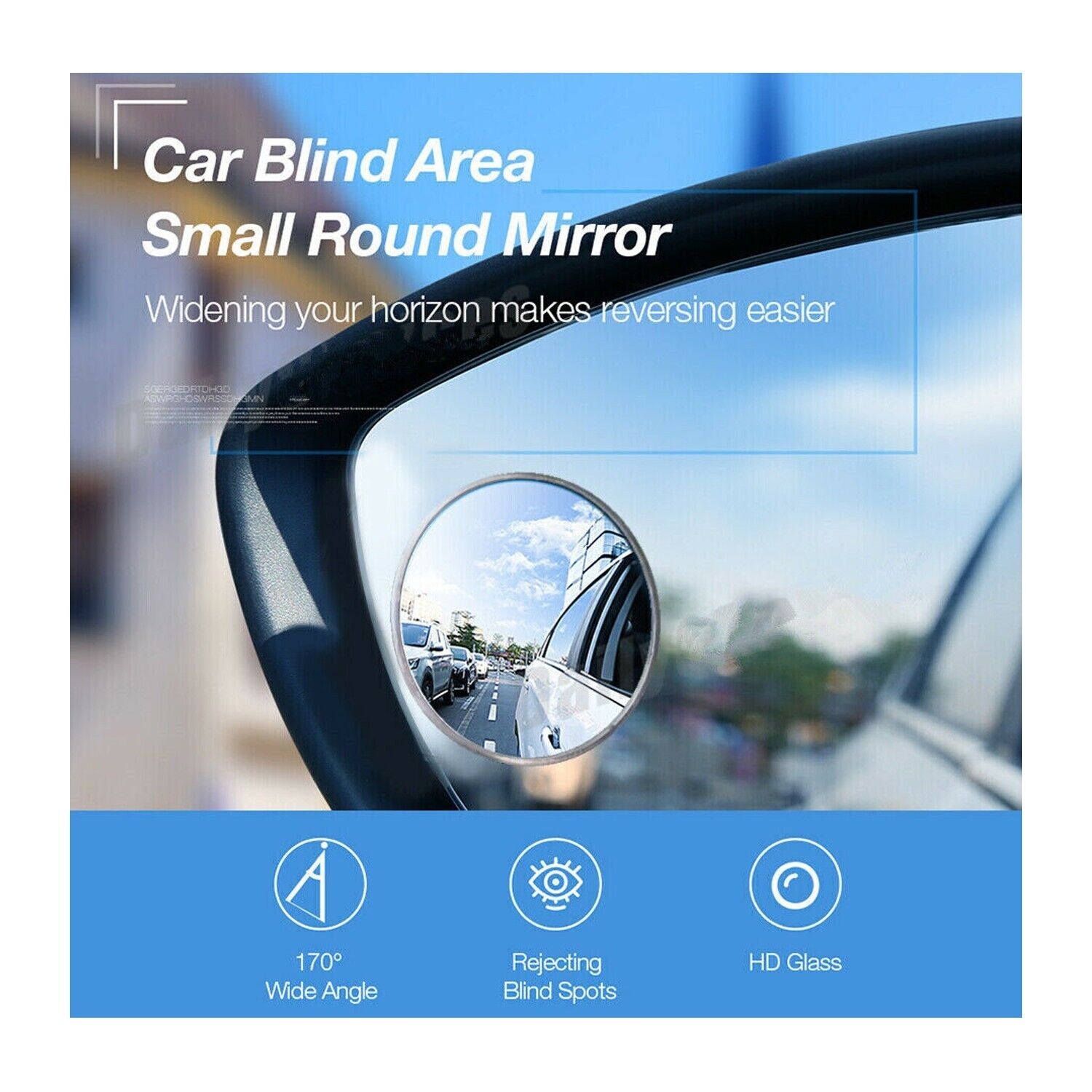 2pcs Car 360 Degree Wide Angle Convex Mirror Small Round Side Blind Spot Rear View Parking Mirror Frameless Blind Spot Mirror