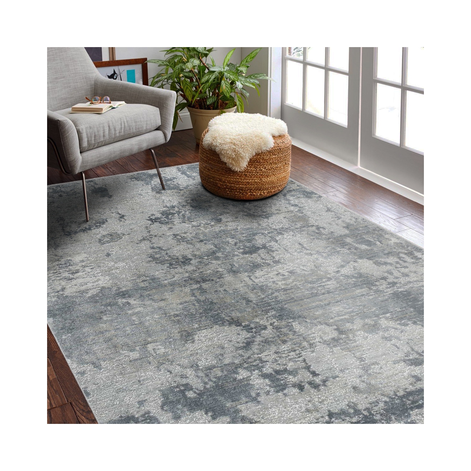 Rug Branch Eira Contemporary Abstract Blue/Grey Area Rug