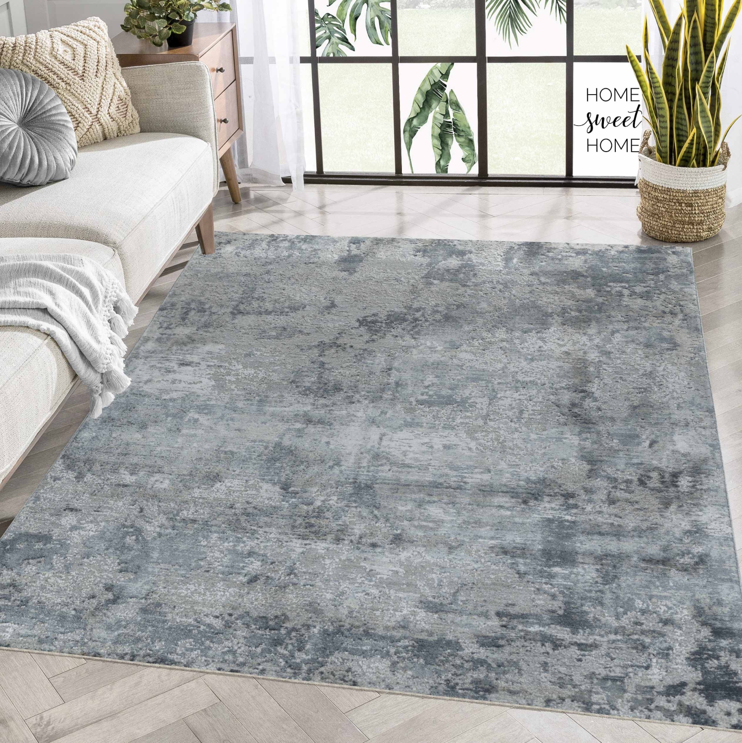 Rug Branch Eira Contemporary Abstract Blue/Grey Area Rug