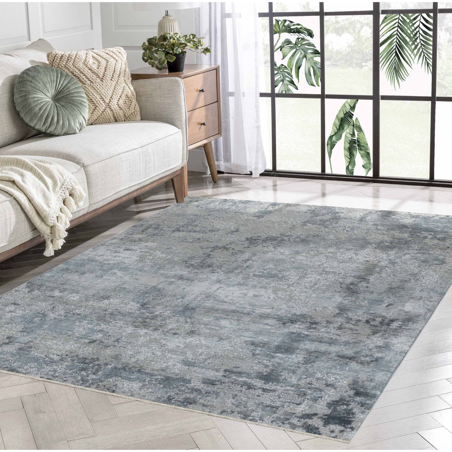 Rug Branch Eira Contemporary Abstract Blue/Grey Area Rug