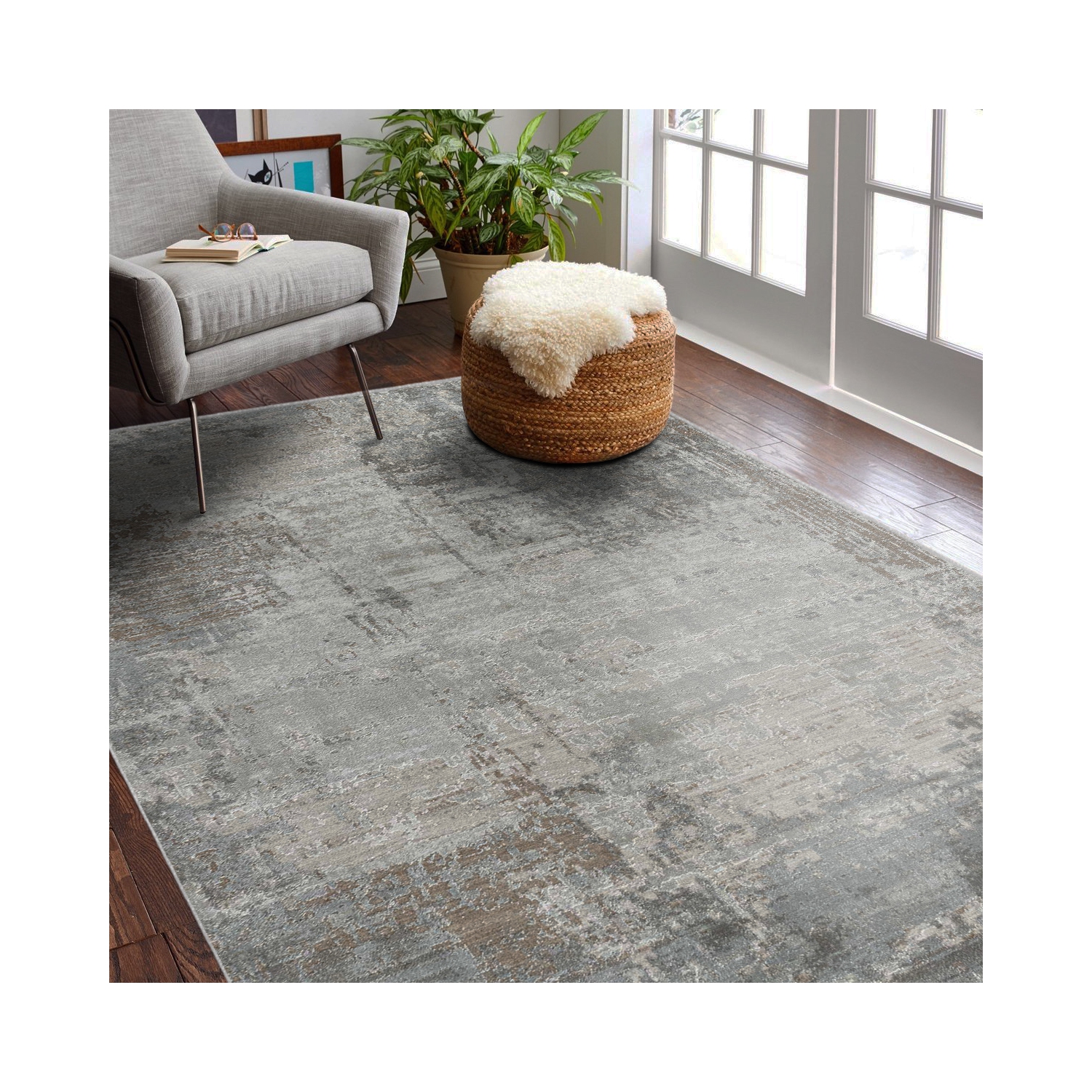 Rug Branch Verona Contemporary Abstract Distressed Beige/Brown Area Rug