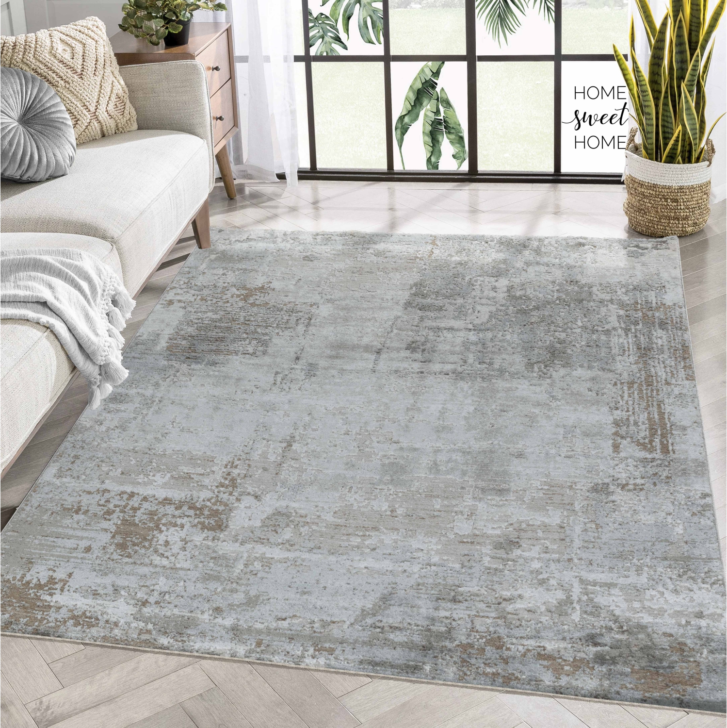 Rug Branch Verona Contemporary Abstract Distressed Beige/Brown Area Rug