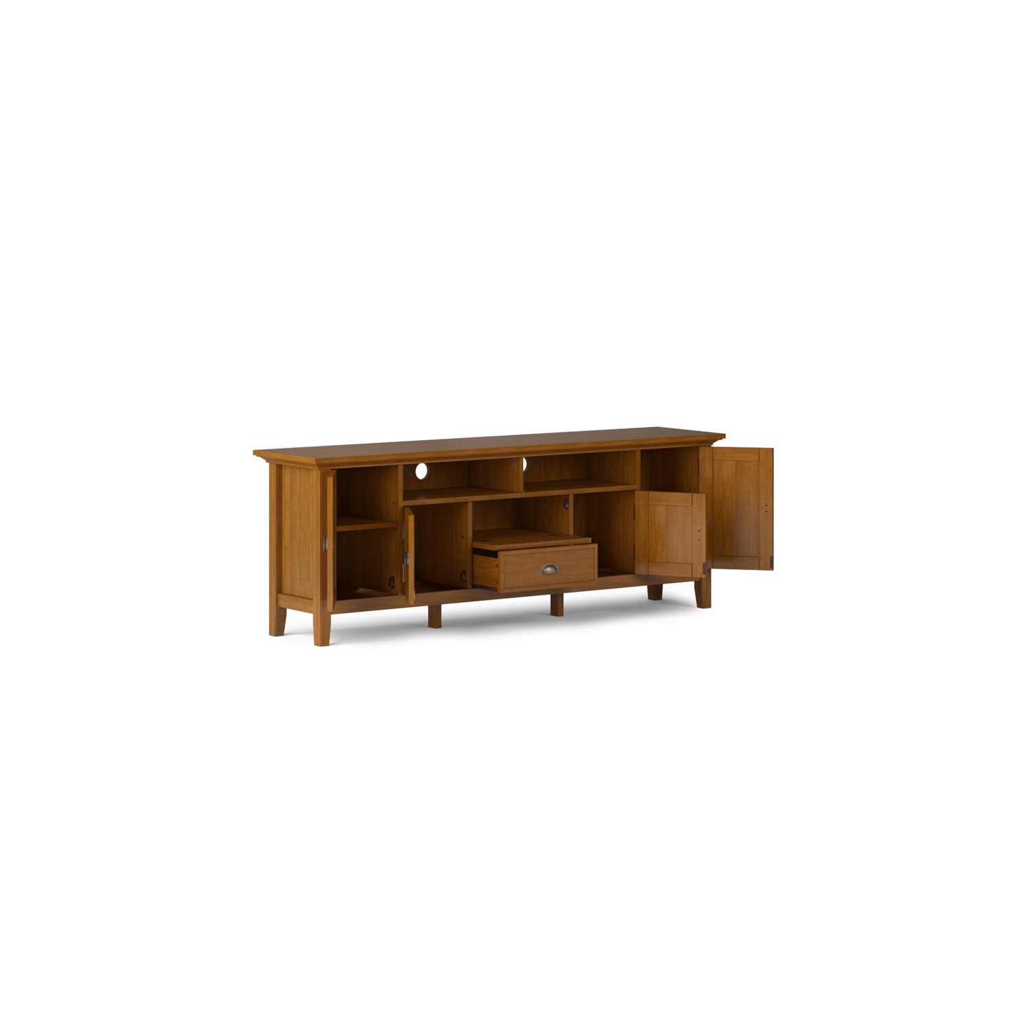 Simpli Home Redmond Wood 72" Transitional TV Media Stand in Light Golden Brown For TVs up to 80"