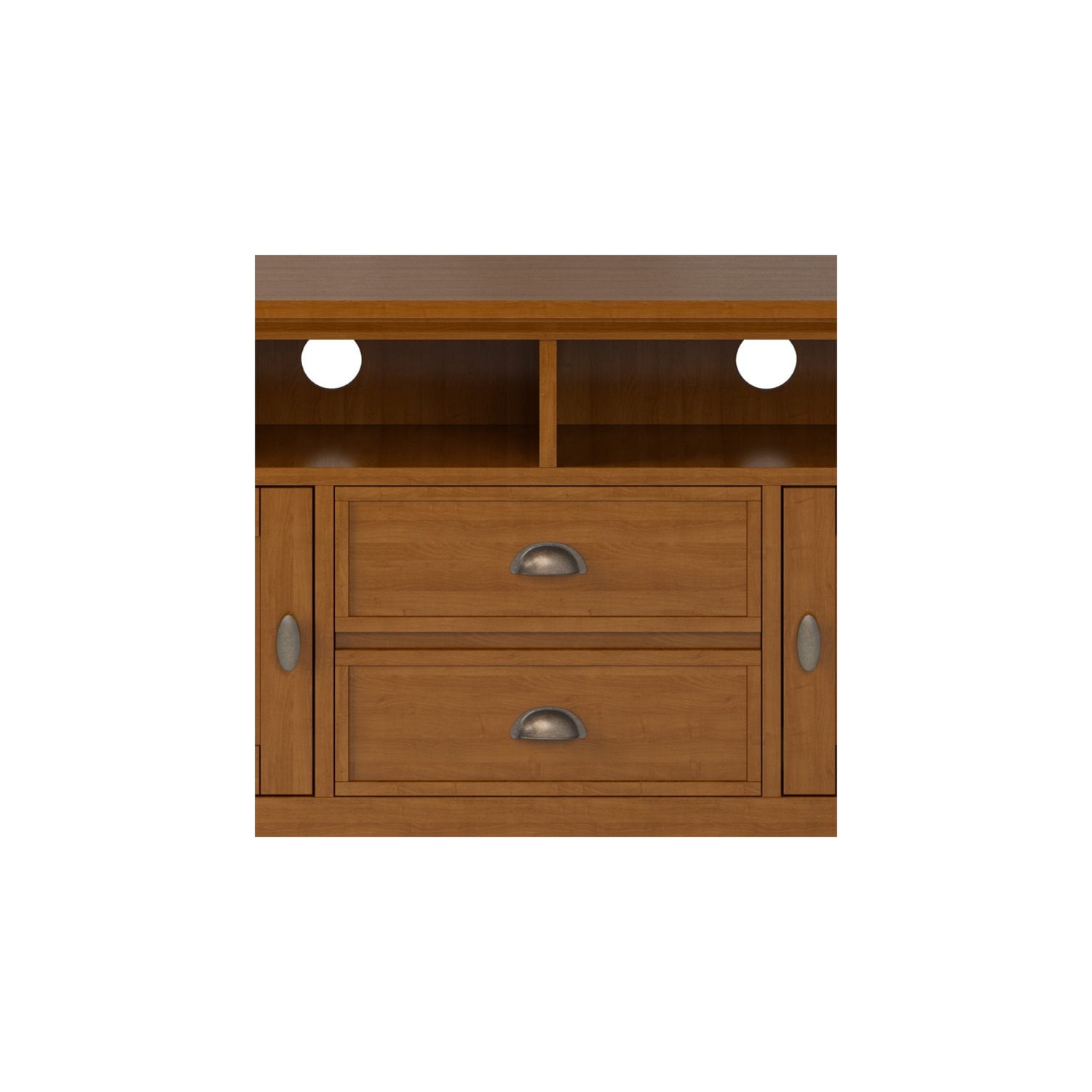 Simpli Home Redmond Wood 72" Transitional TV Media Stand in Light Golden Brown For TVs up to 80"