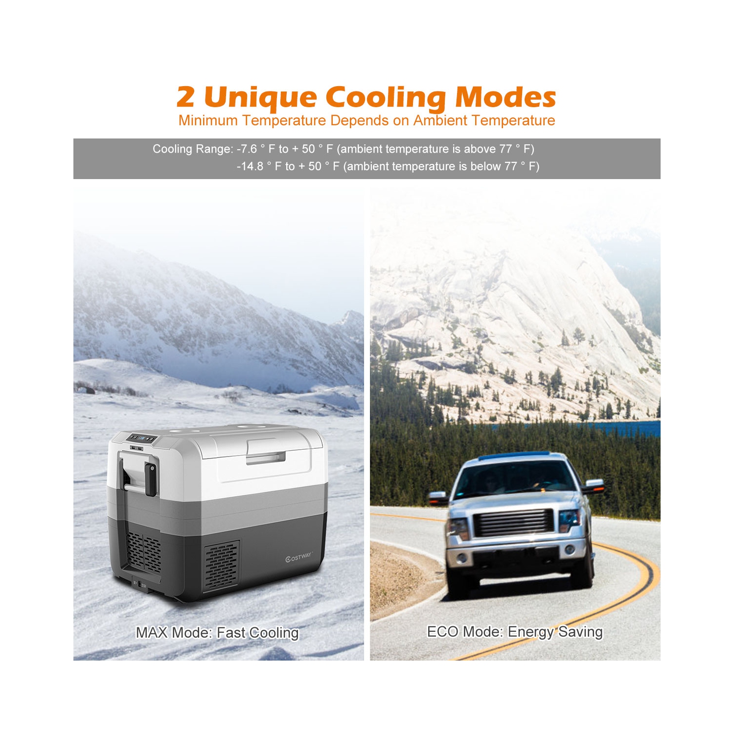 Costway 58 Quart Portable Electric Car Cooler Refrigerator Compressor Freezer Camping