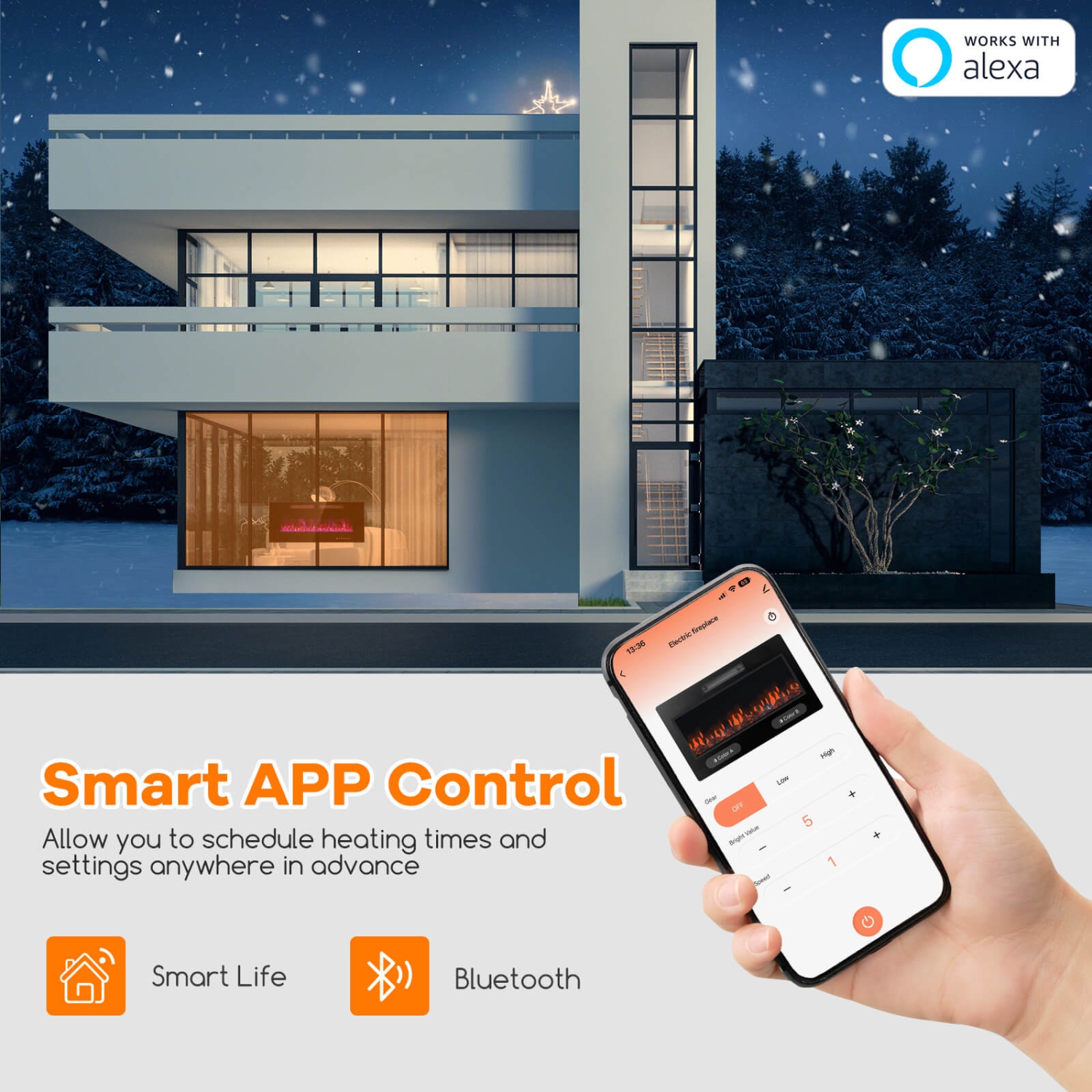 Costway 42 Inches Ultra-Thin Electric Fireplace Wall-Mounted & Recessed Fireplace Heater