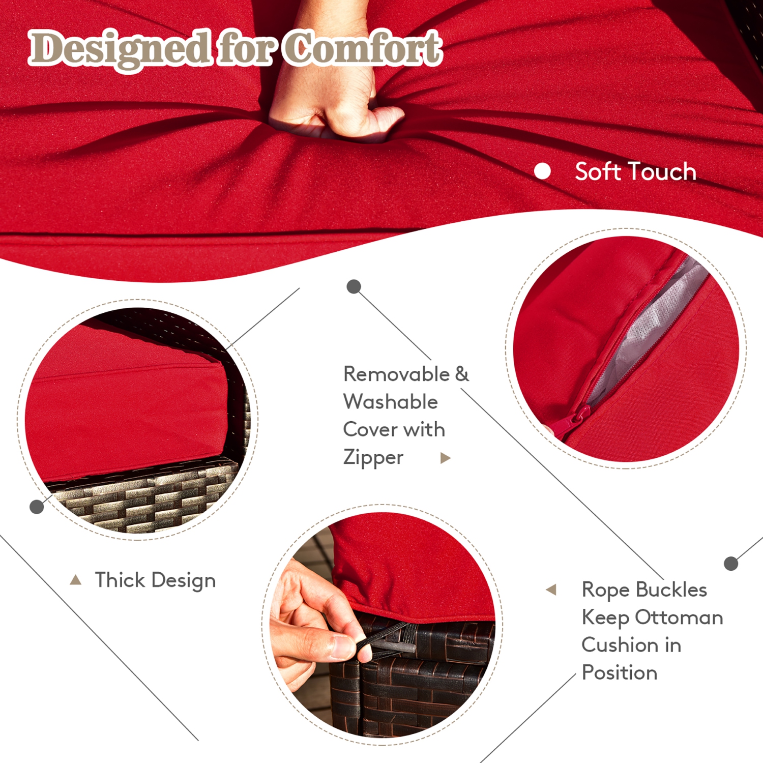 Costway 8PCS Patio Rattan Furniture Set Space-Saving Storage Cushion