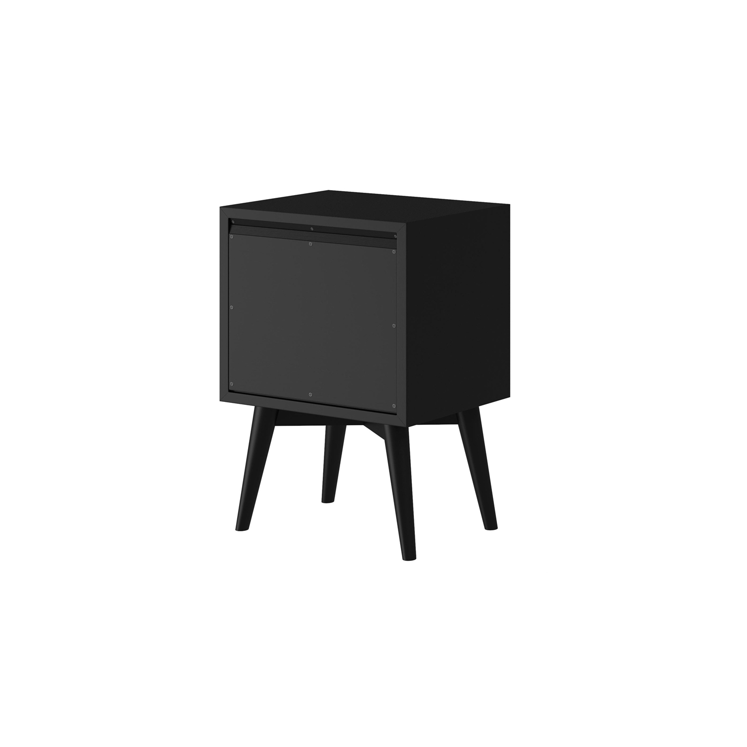 Bowery Hill Mid Century Modern Wood 2 Drawer Nightstand in Black
