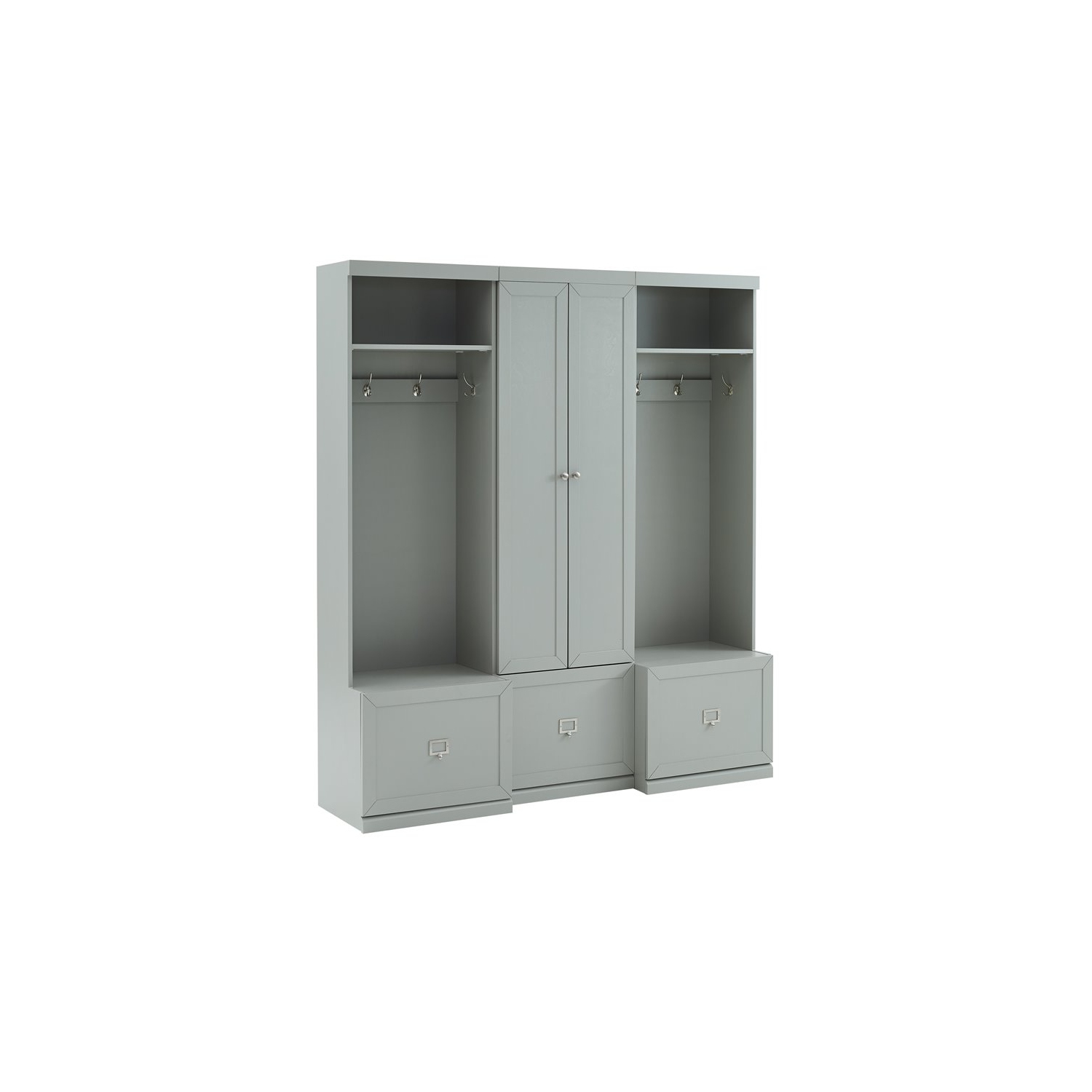 Crosley – Ensemble de rangement d’entrée moderne en bois Harper, 3 pièces, gris
