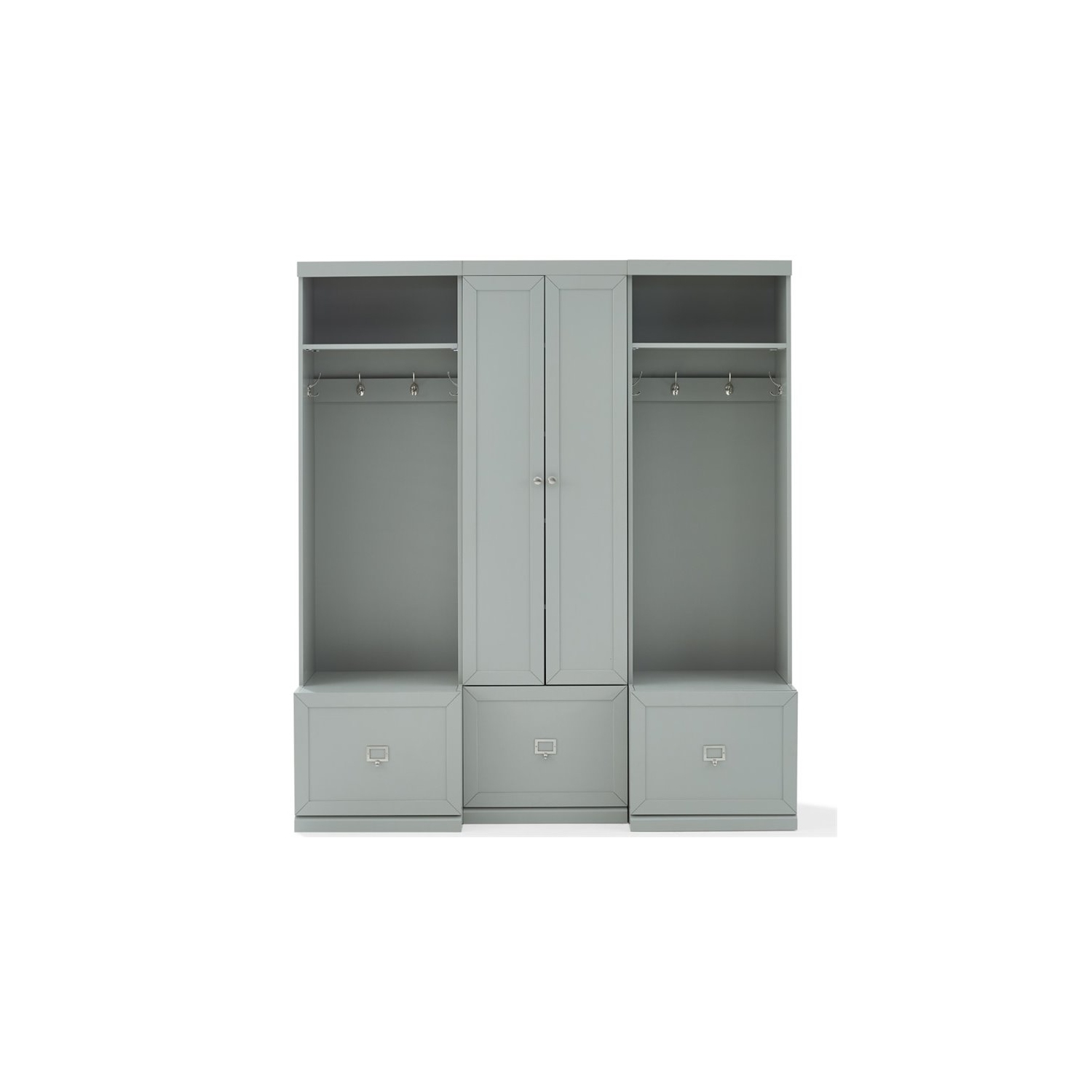 Crosley – Ensemble de rangement d’entrée moderne en bois Harper, 3 pièces, gris