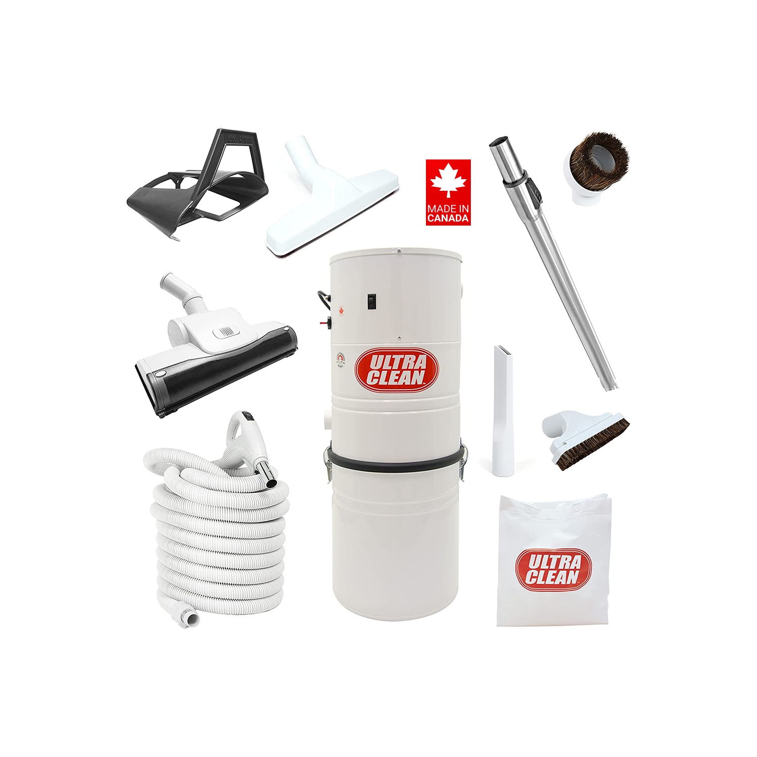 Ultra Clean SC100 Heavy Duty Powerful Central Vacuum System –with Air Turbo Nozzle,Hose & Accessories-Ideal for Hardwood Floors, Area Rugs & Berber