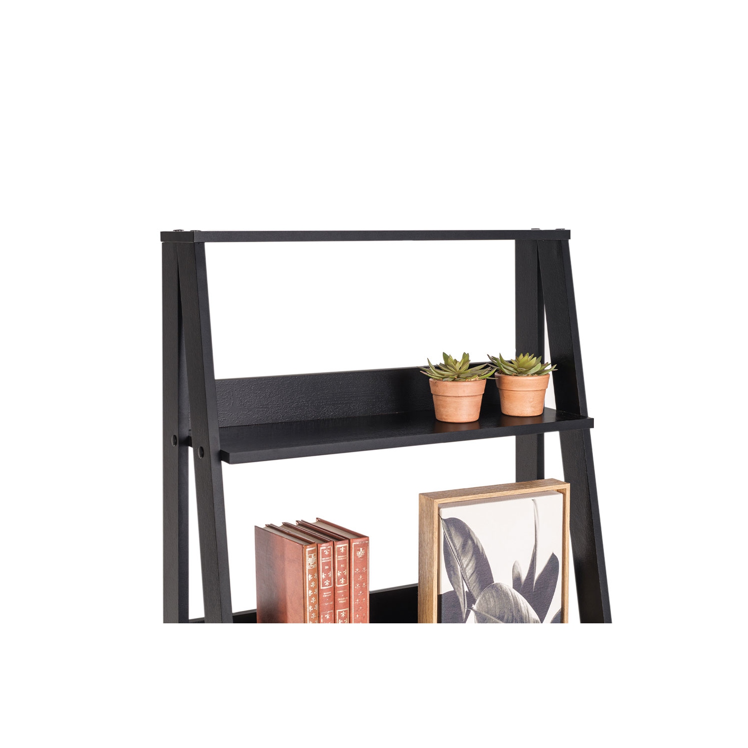 Madesa Modern 5-Tier Ladder Shelf Pantry Storage Space 24 Inch Wooden Free Standing Bookshelf Utility Shelves for Home Office Study Room and Kitchen