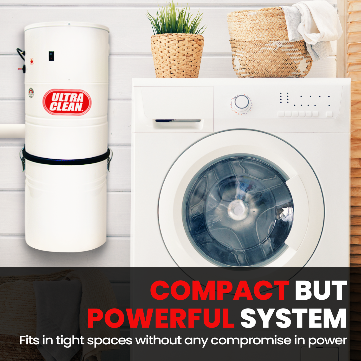 Ultra Clean SC100 Heavy Duty Powerful Central Vacuum System 655 AW All Steel Construction for up to 5,000 sq.ft. Homes – Made in Canada